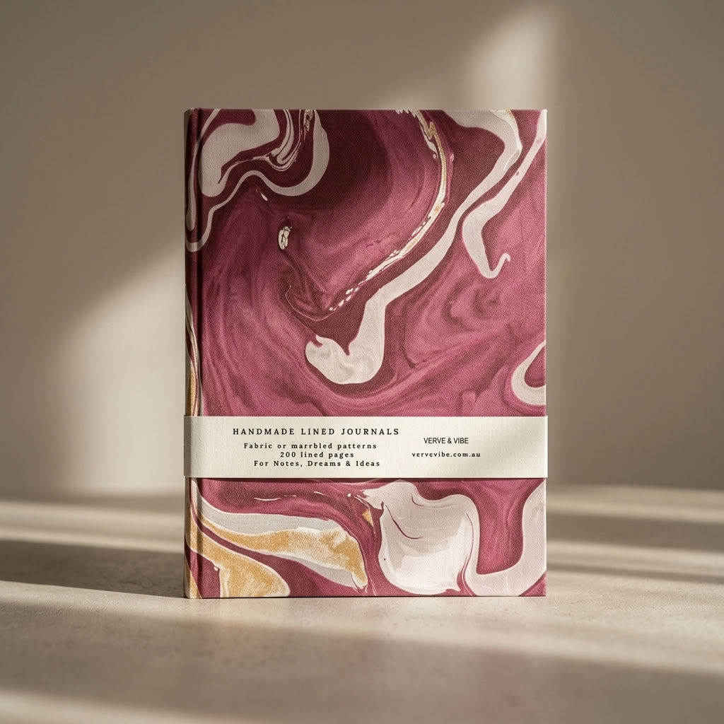 Raspberry Rouge - Marbled Cover, Handmade Journal & Notebook