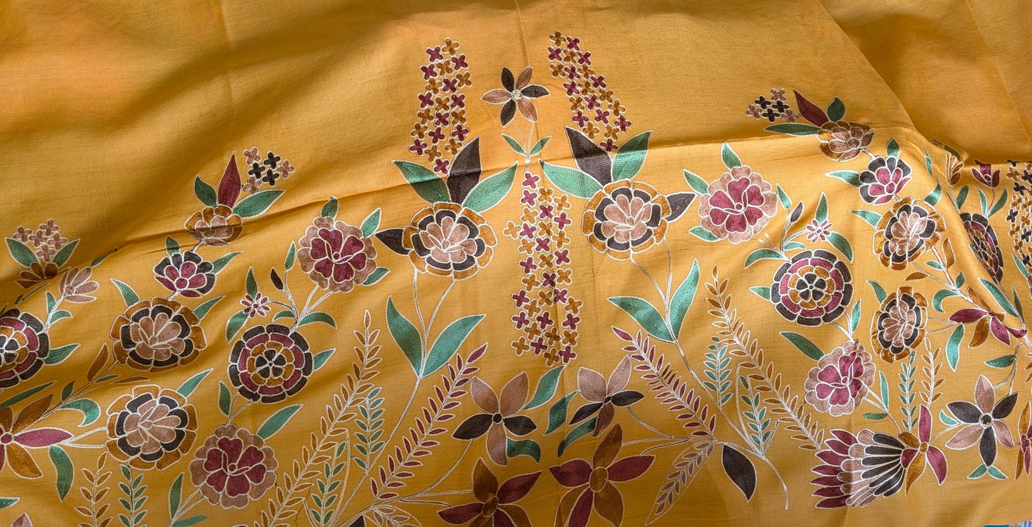 Charming Chinar - Fine Cashmere Wool Shawl with Intricate Silk Embroidery