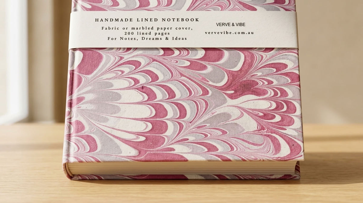 Dreamy Rosalie - Marbled Cover, Handmade Journal & Notebook