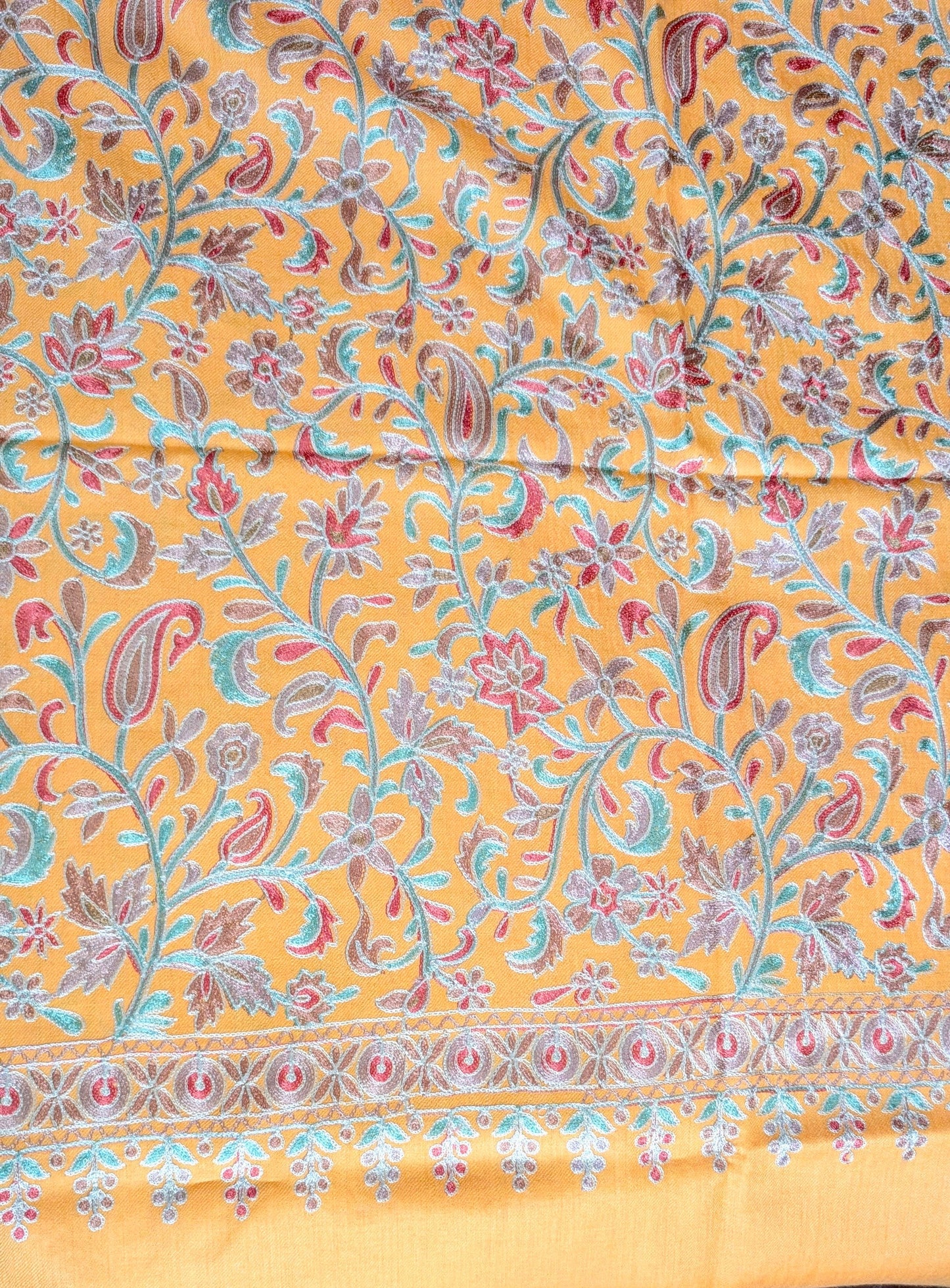 Heritage Nalki - Fine Cashmere Wool Shawl with Intricate Silk Embroidery