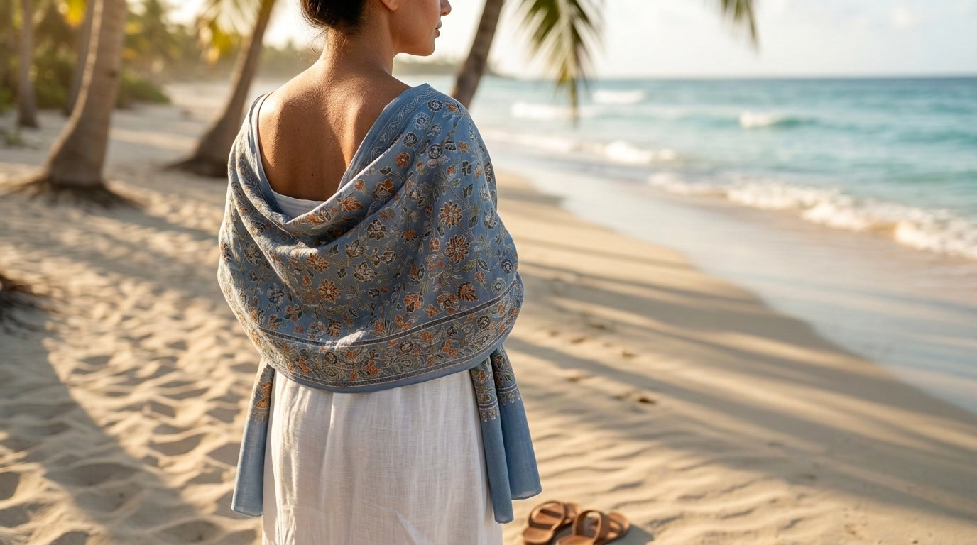 Heritage Nalki - Fine Cashmere Wool Shawl with Intricate Silk Embroidery