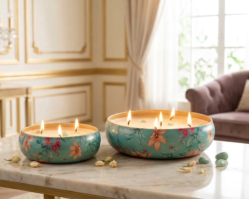 Tranquil Turquoise - Luxe Soy Candle in Handcrafted Metal Urli Bowl