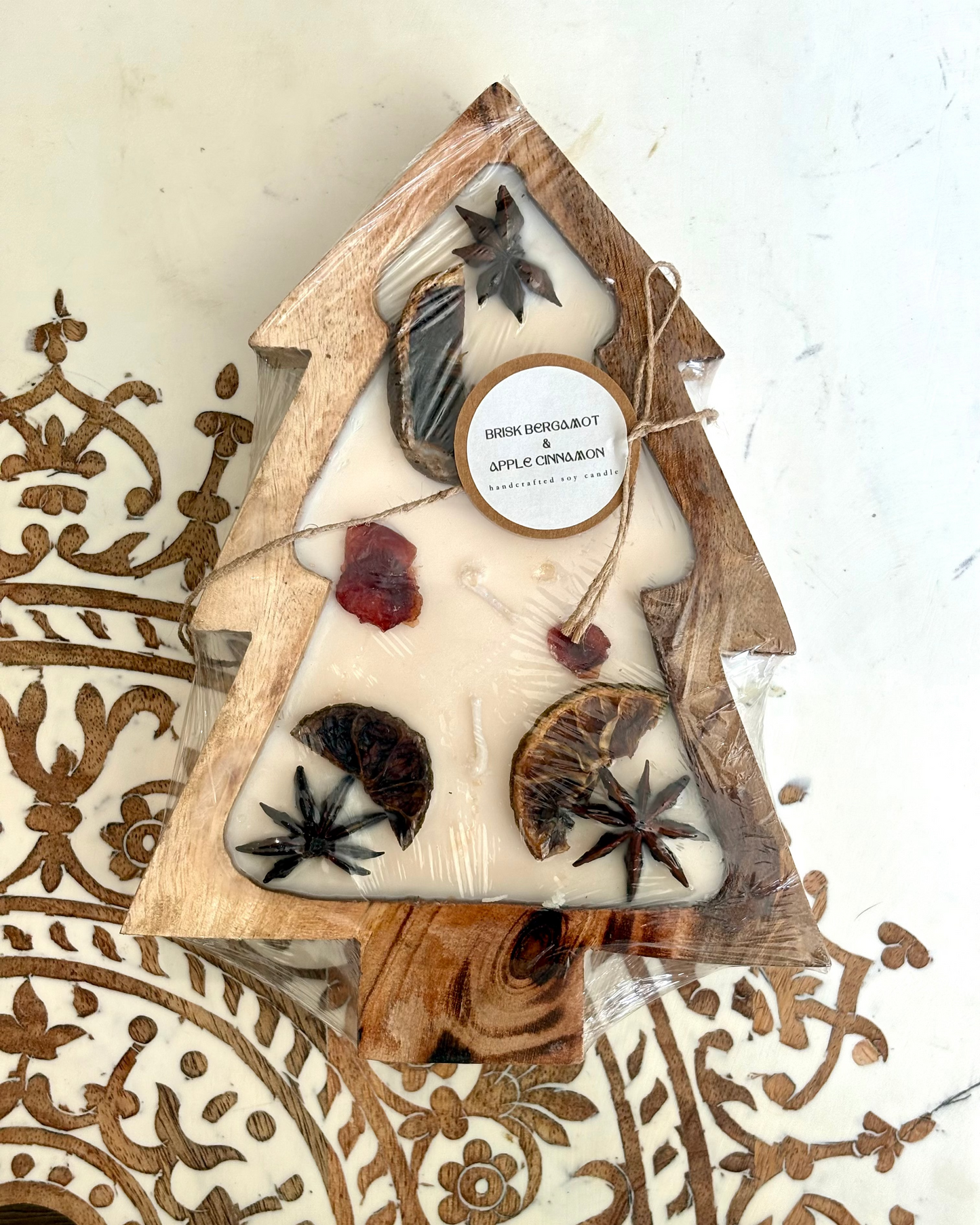 Luxe Wooden Christmas Tree, Soy Wax Candles - Infused with Essential Oils, 500g