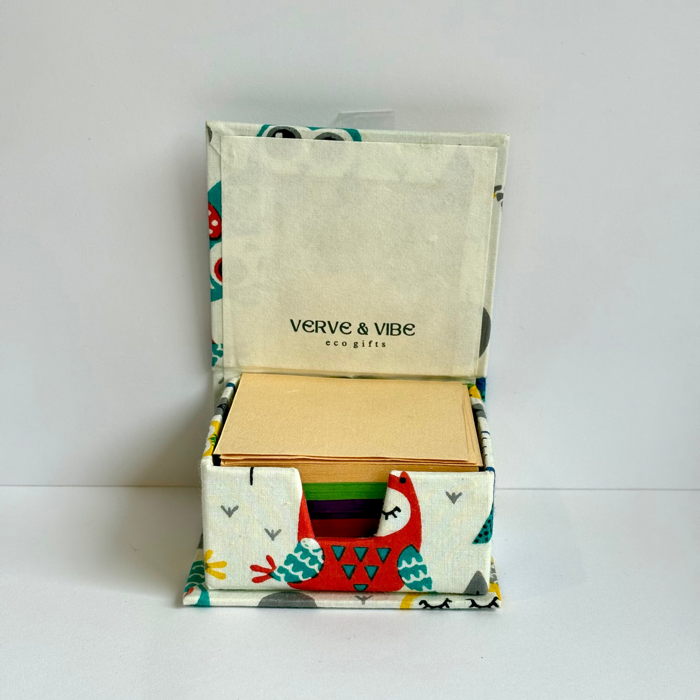 Cute Elefunz Blue - Kids' Fabric Memo Block, Colourful Eco Paper, Box with Lid