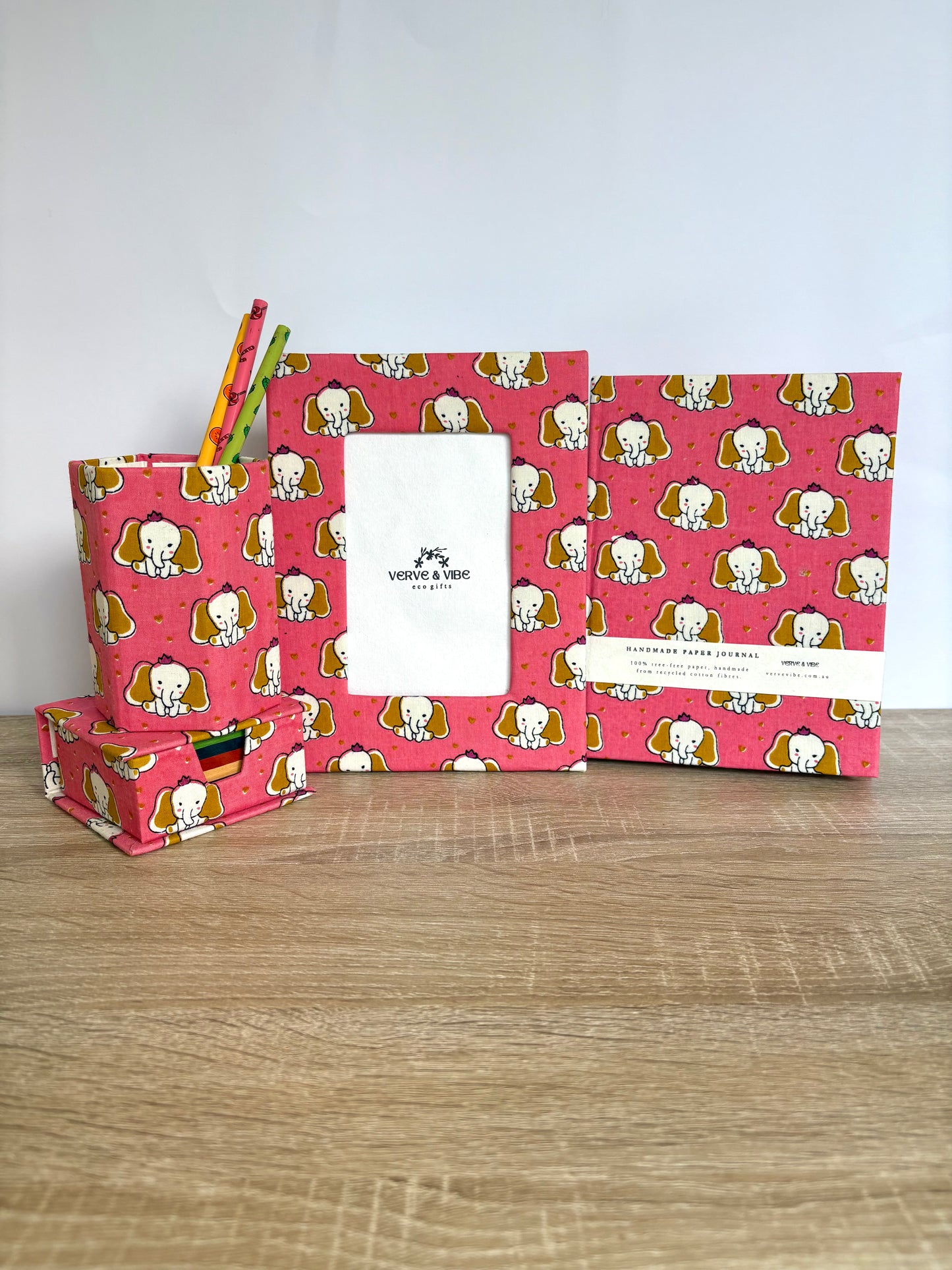 Cute Elefunz Pink - Kids' Photo Frame, Fabric & Recycled Paperboard