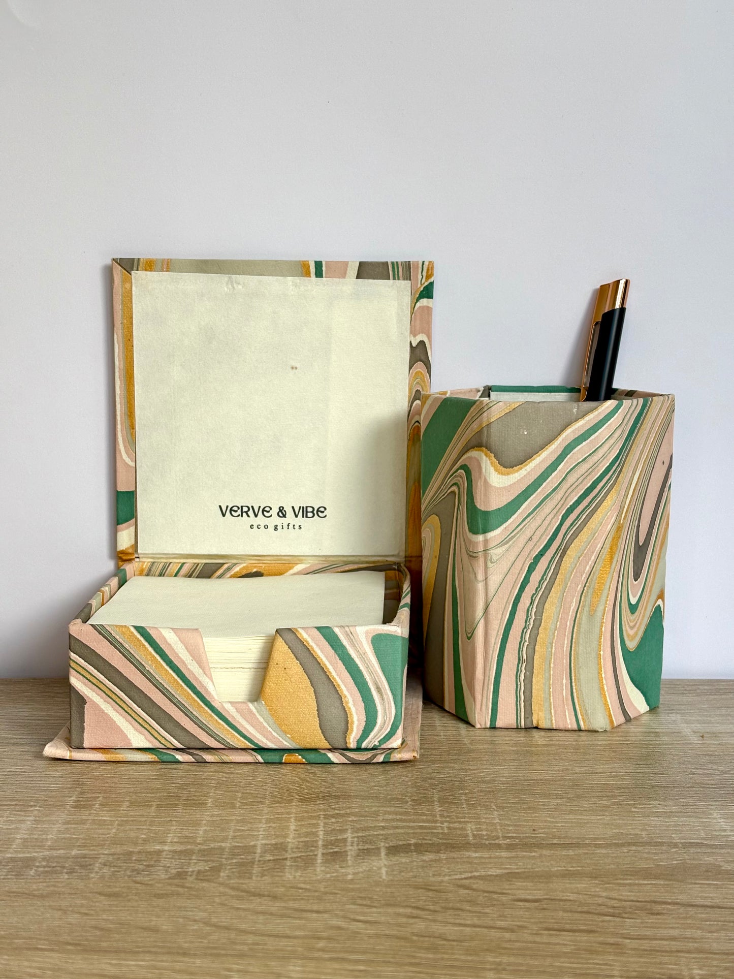 Pink Galaxy - Stationery Gift Set, Notepad + Memo Block + Pen Holder with Pen, (Boxed)