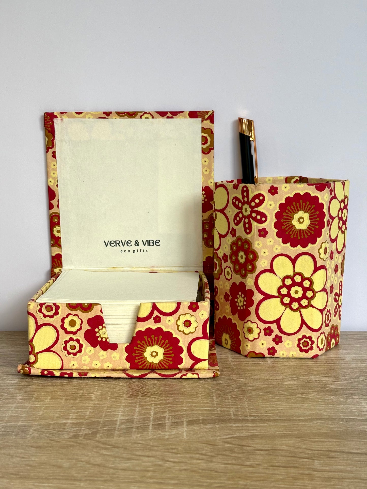 Ember Glow - Stationery Gift Set, Notepad + Memo Block + Pen Holder with Pen, (Boxed)