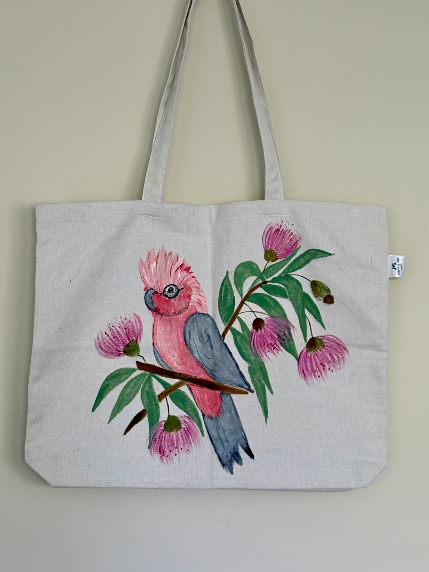 Pretty Pink Galah - Hand Painted,Canvas Zippered Pouch
