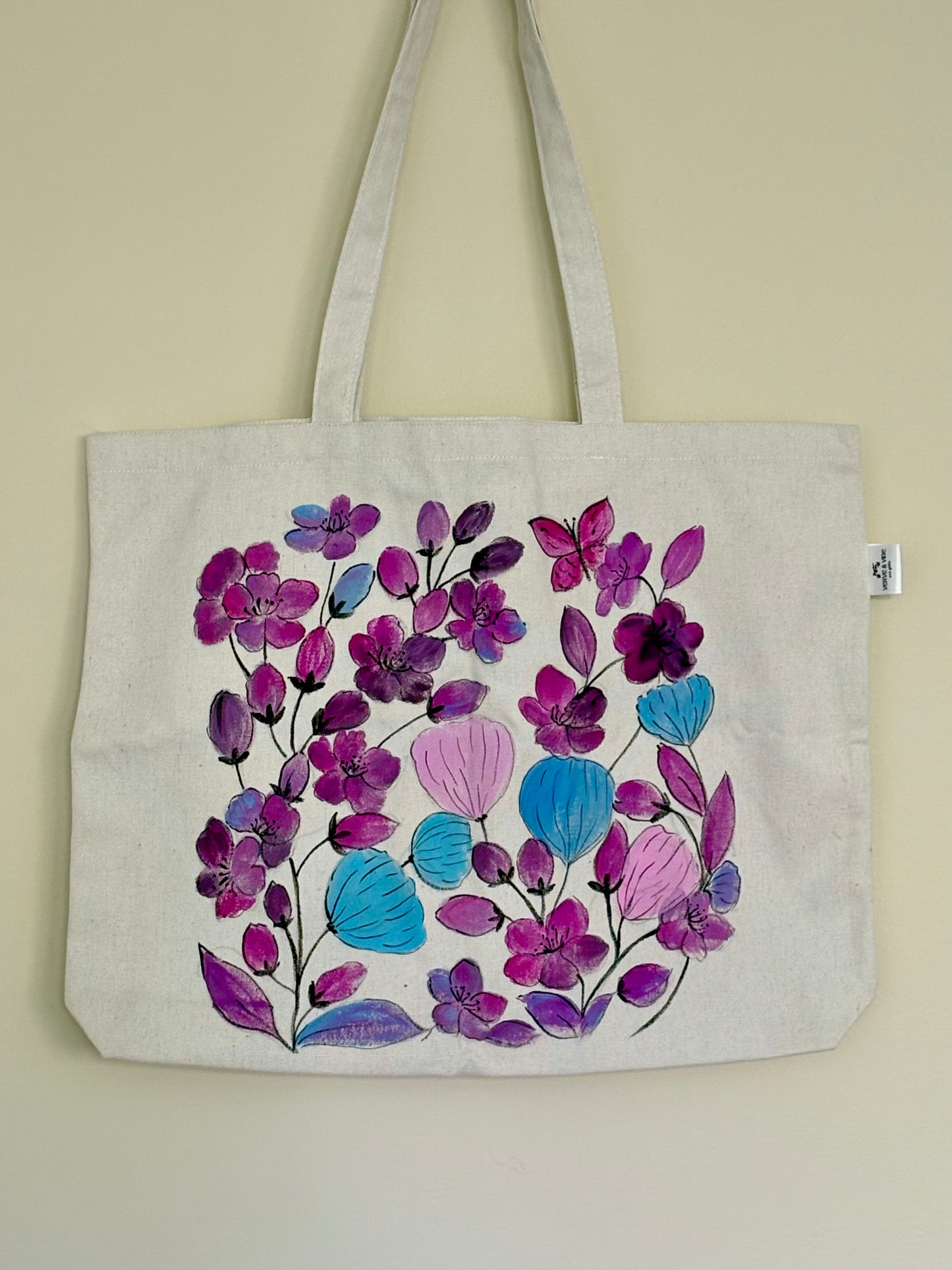 Magenta & Mauve Blooms - Hand Painted,Canvas Zippered Pouch