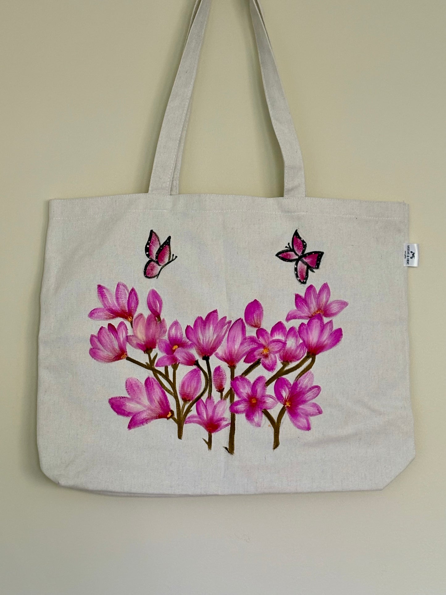 Pink Magnolia Blooms - Hand Painted,Canvas Zippered Pouch