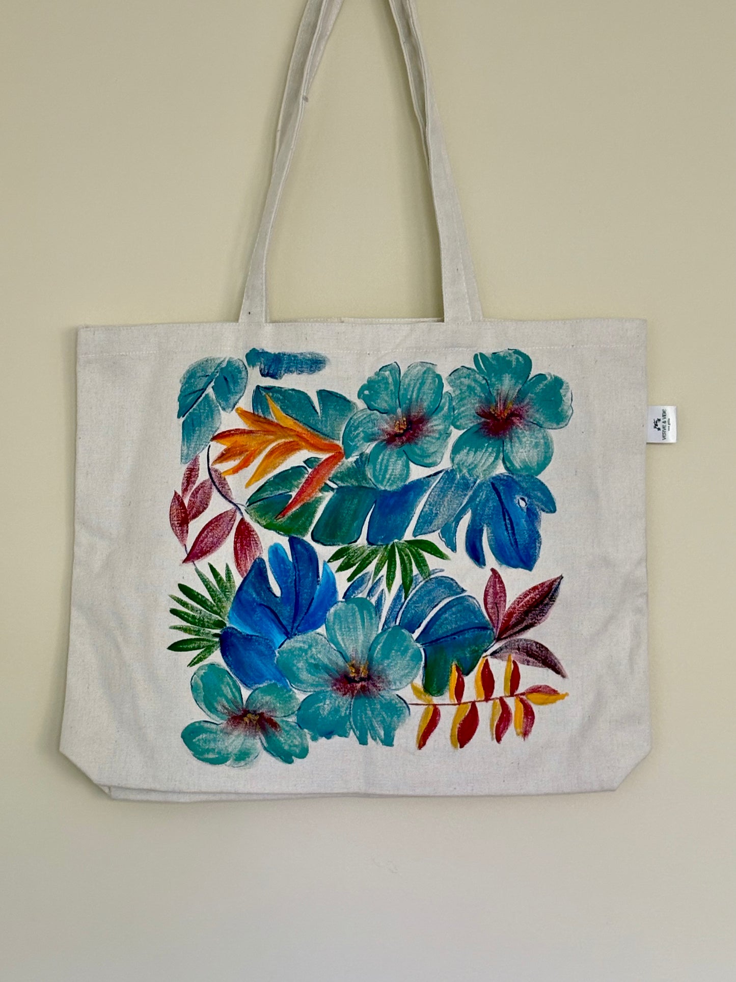 Happy Hibiscus - Hand Painted,Canvas Zippered Pouch