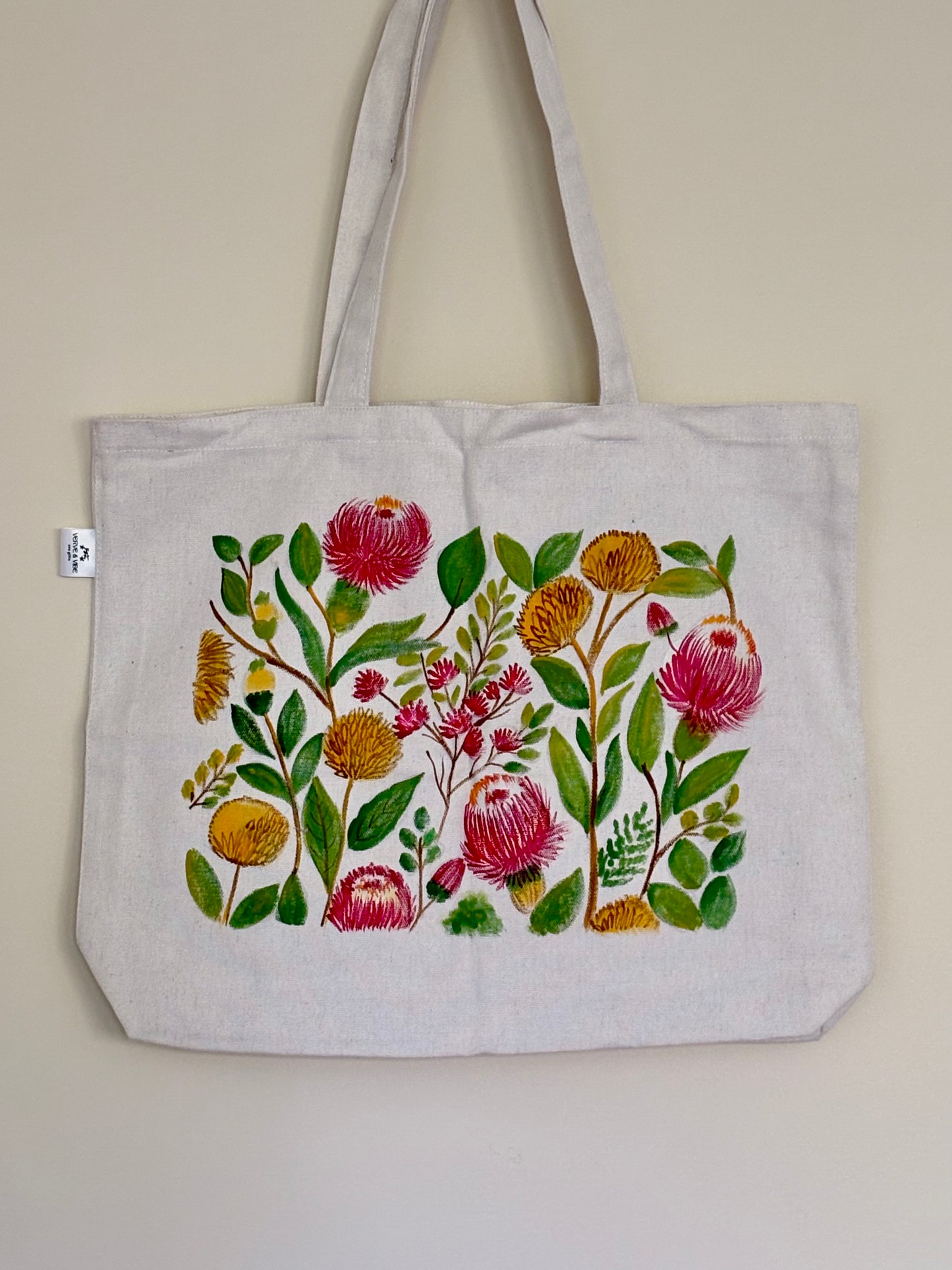 Proteas & Waratahs - Hand Painted,Canvas Zippered Pouch