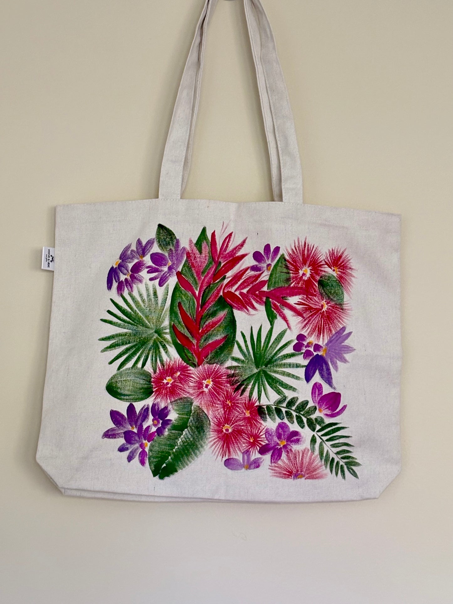Tropical Blossoms - Hand Painted,Canvas Zippered Pouch