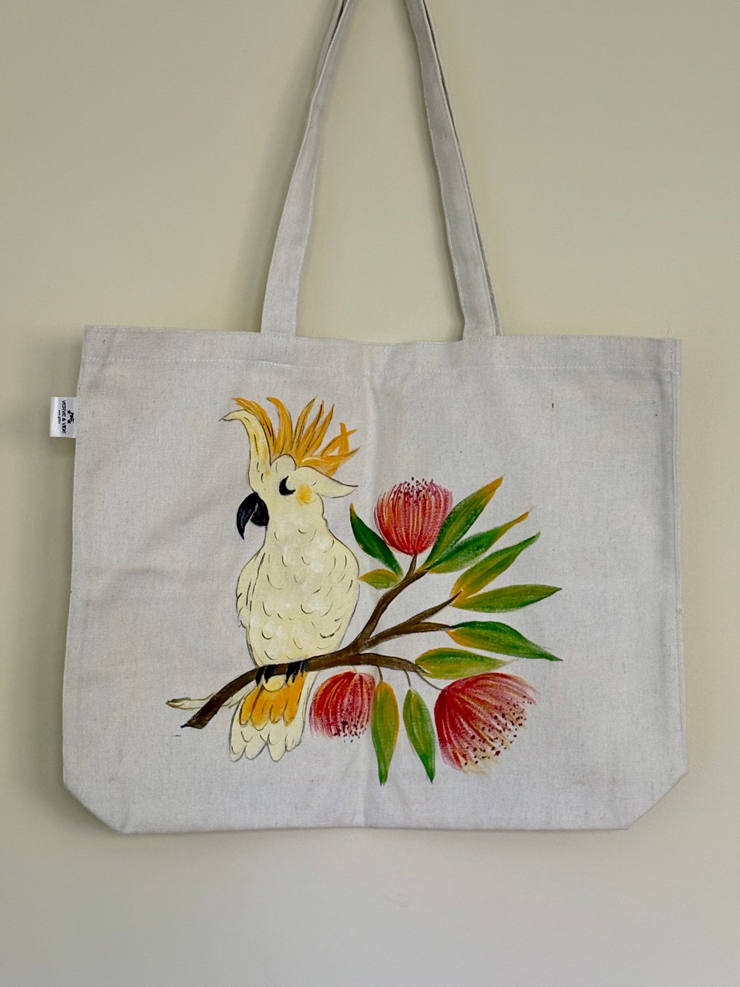 Cheeky Cockatoo - Hand Painted,Canvas Zippered Pouch