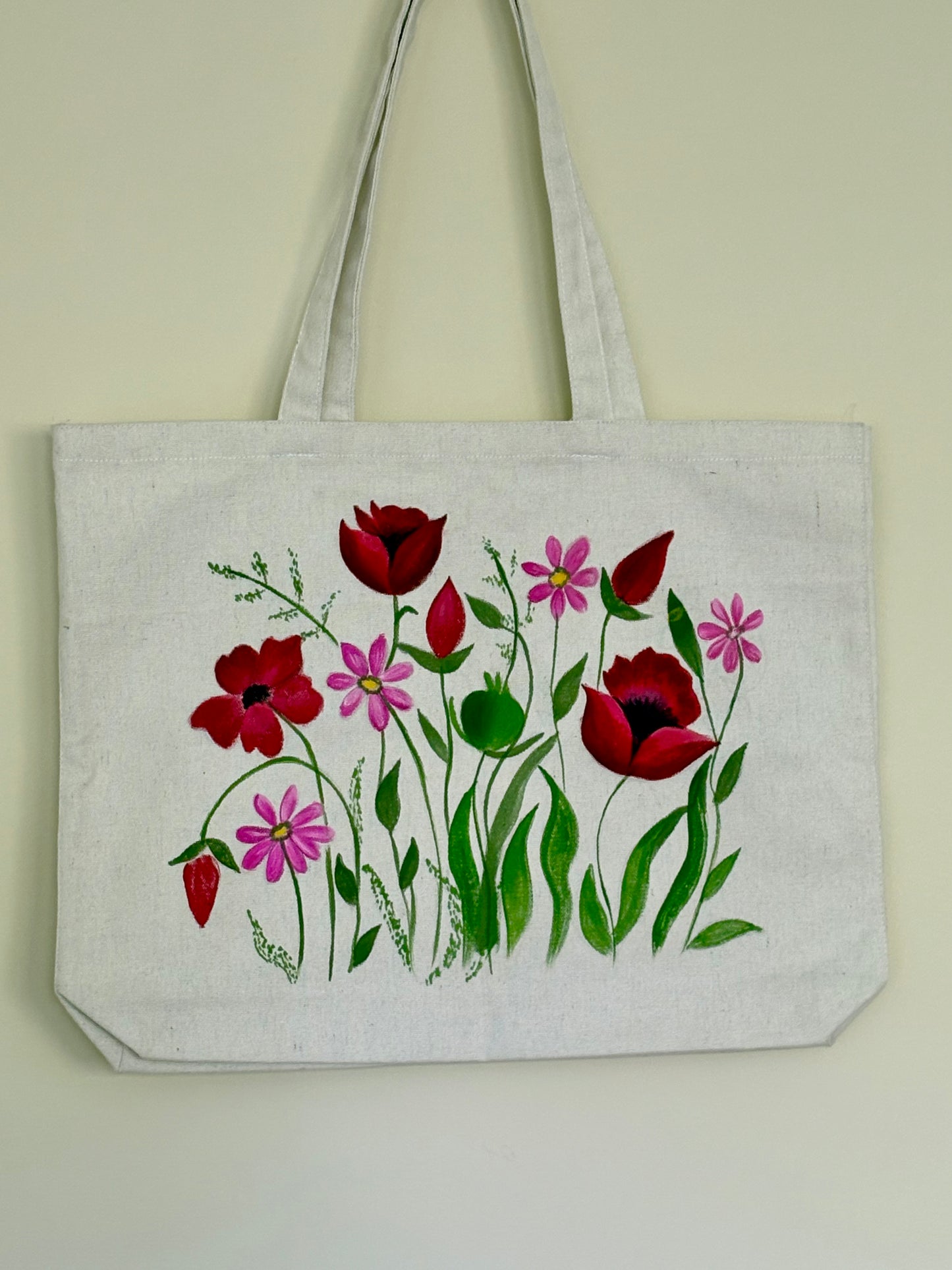 Wild Blooms - Hand Painted, Canvas Tote Bag