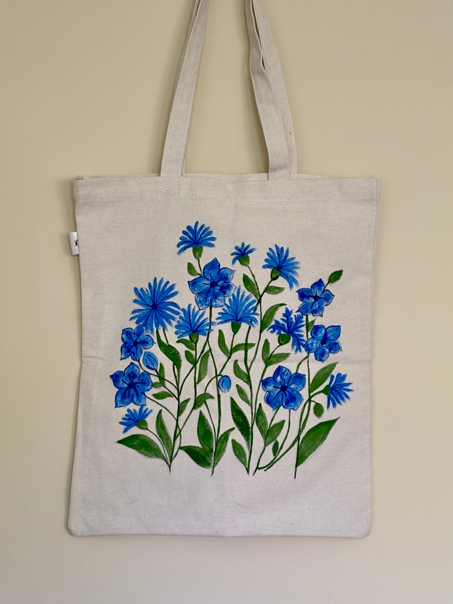 Blue Blossoms - Hand Painted,Canvas Zippered Pouch