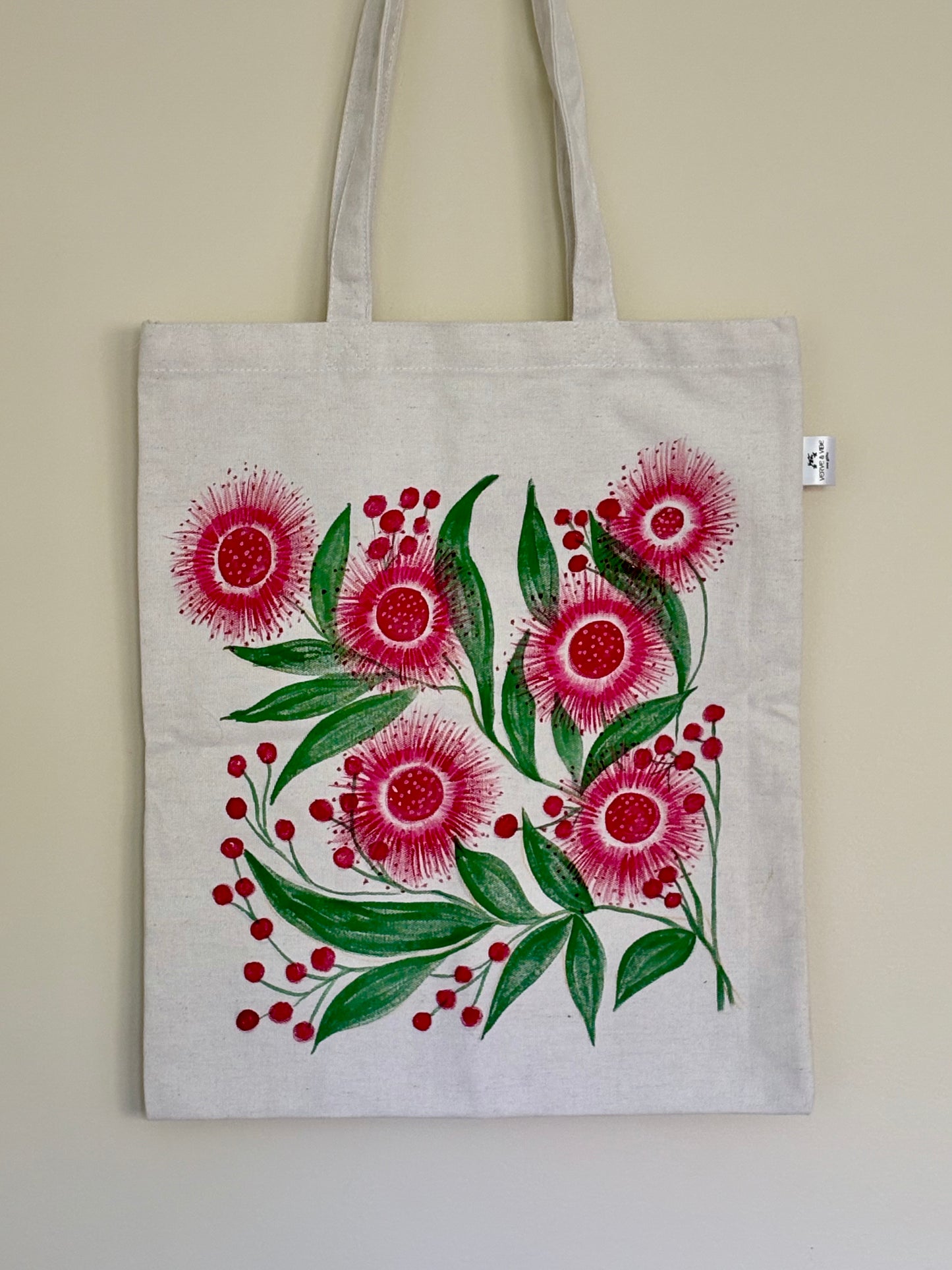 Pink Hakea Blooms - Hand Painted, Canvas Tote Bag