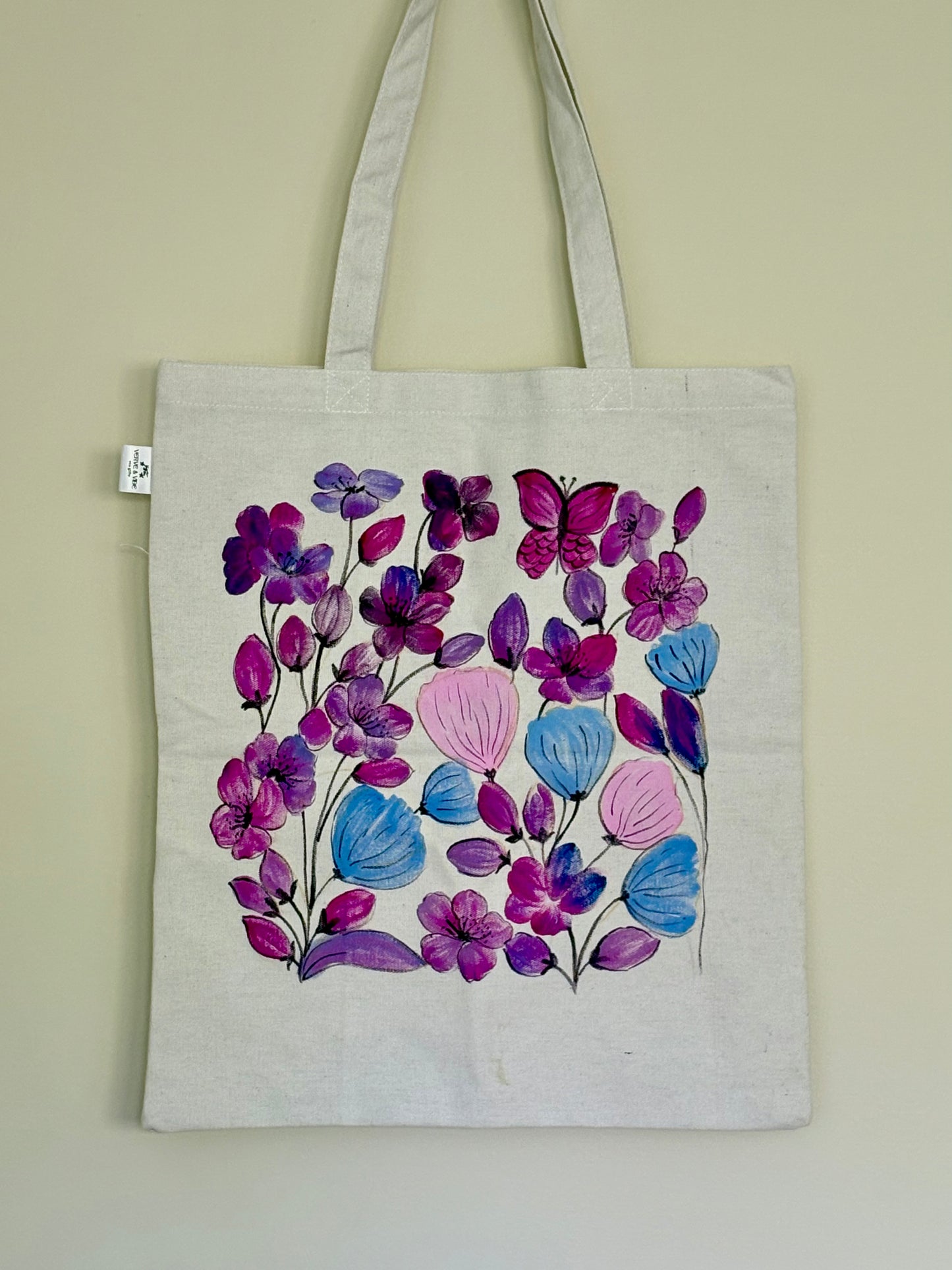 Magenta & Mauve Blooms - Hand Painted, Canvas Tote Bag