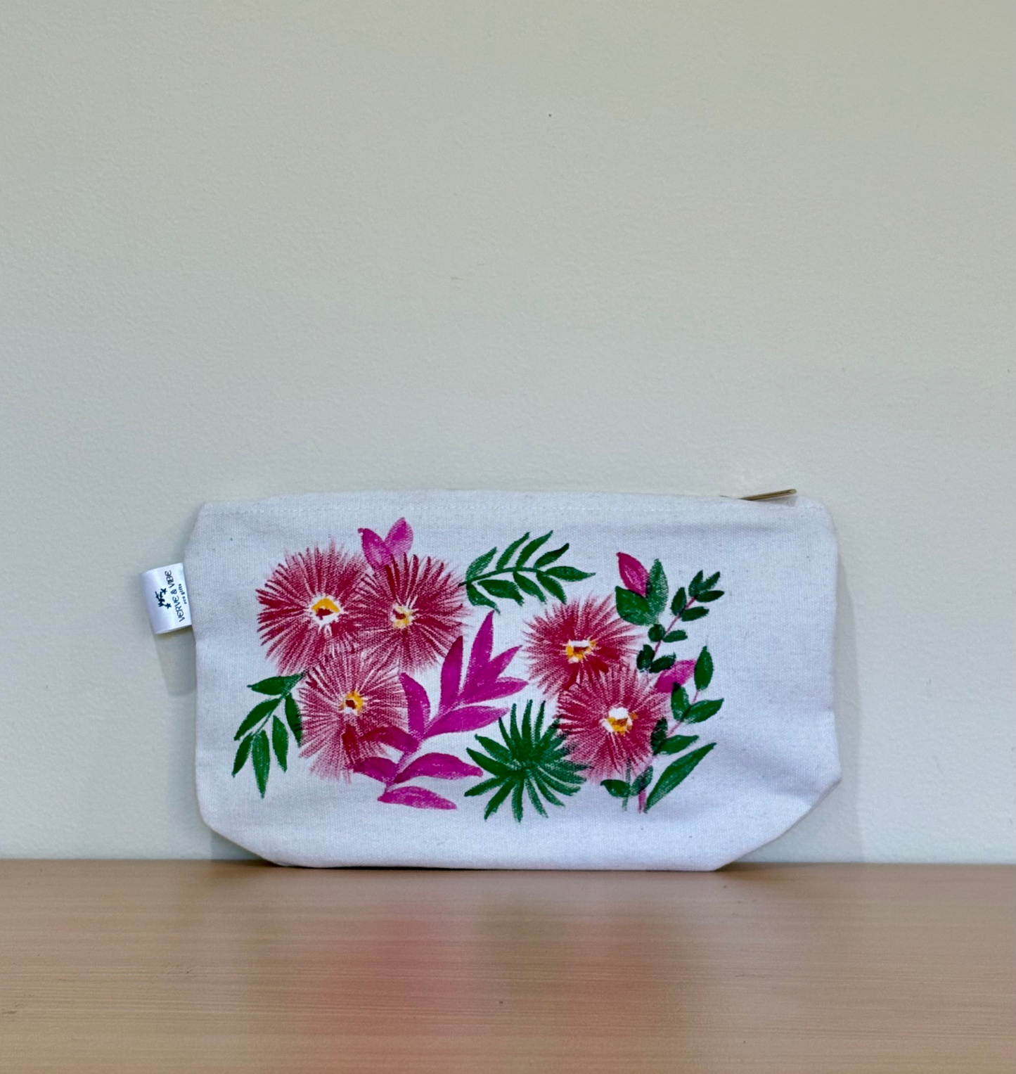 Tropical Blossoms - Hand Painted,Canvas Zippered Pouch