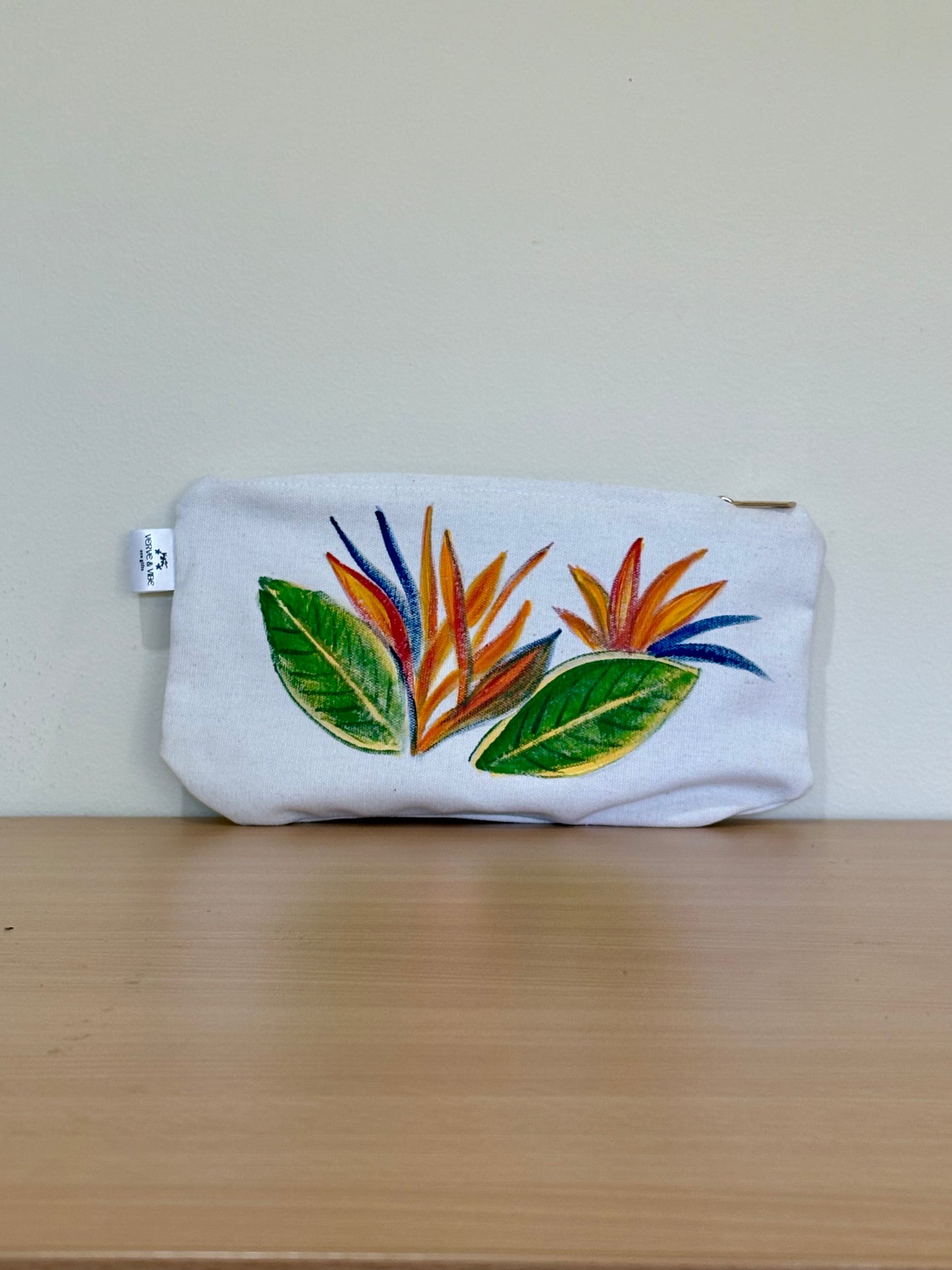 Blooming Bird of Paradise - Hand Painted, Canvas Tote Bag