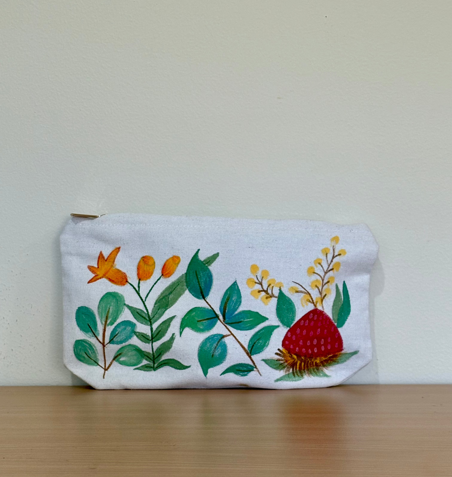 Banksia Blooms - Hand Painted,Canvas Zippered Pouch
