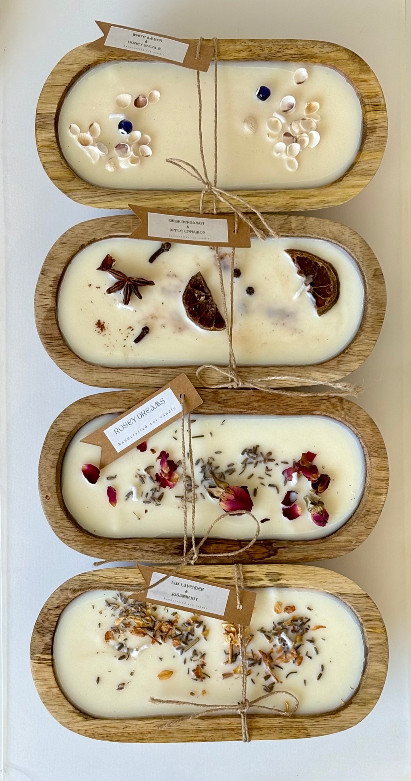 Luxe Wooden Dough Bowl, Soy Wax Candles - Infused with Essential Oils, 400g