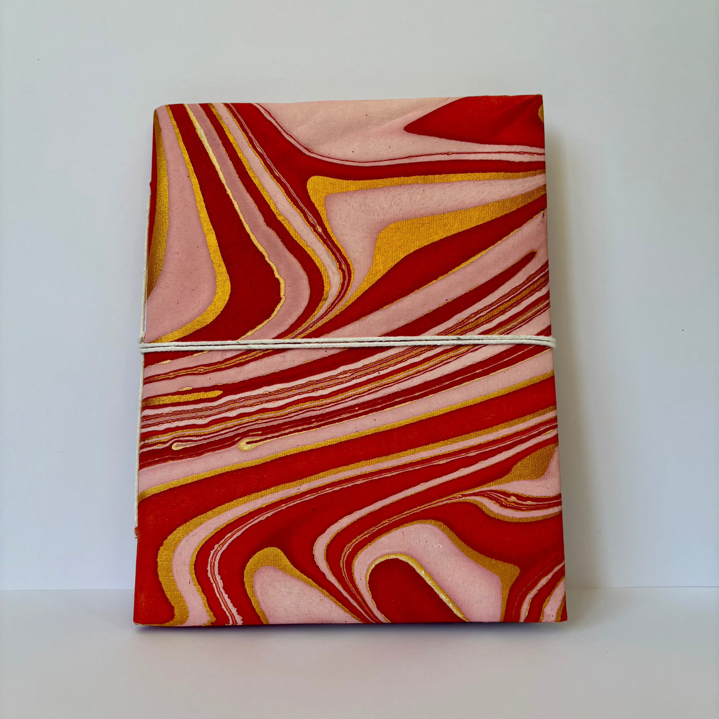 Glowing Aura - Marbled Cover and Flower Paper, Handmade Blank Journal