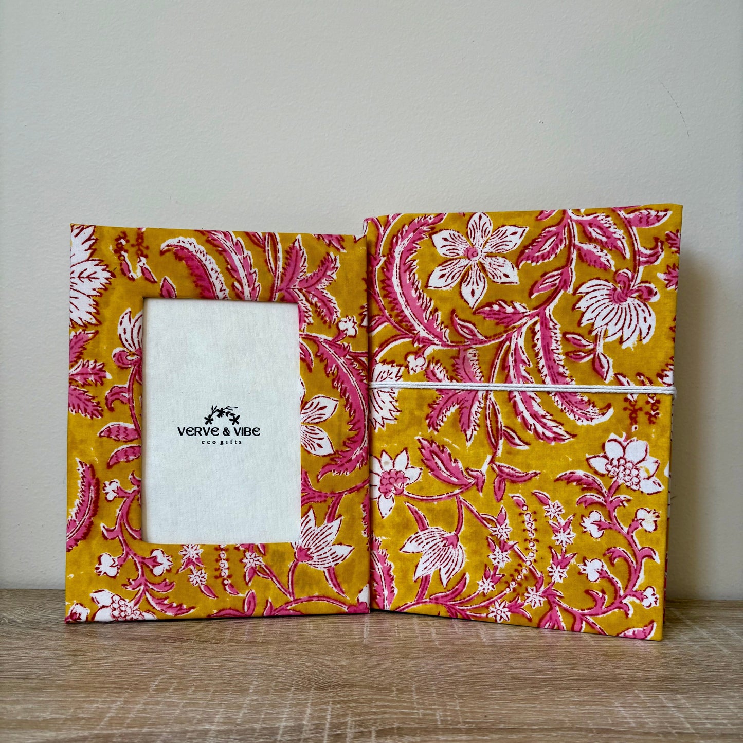 Blushing Aurora - Fabric & Recycled Paper Board Photo Frame