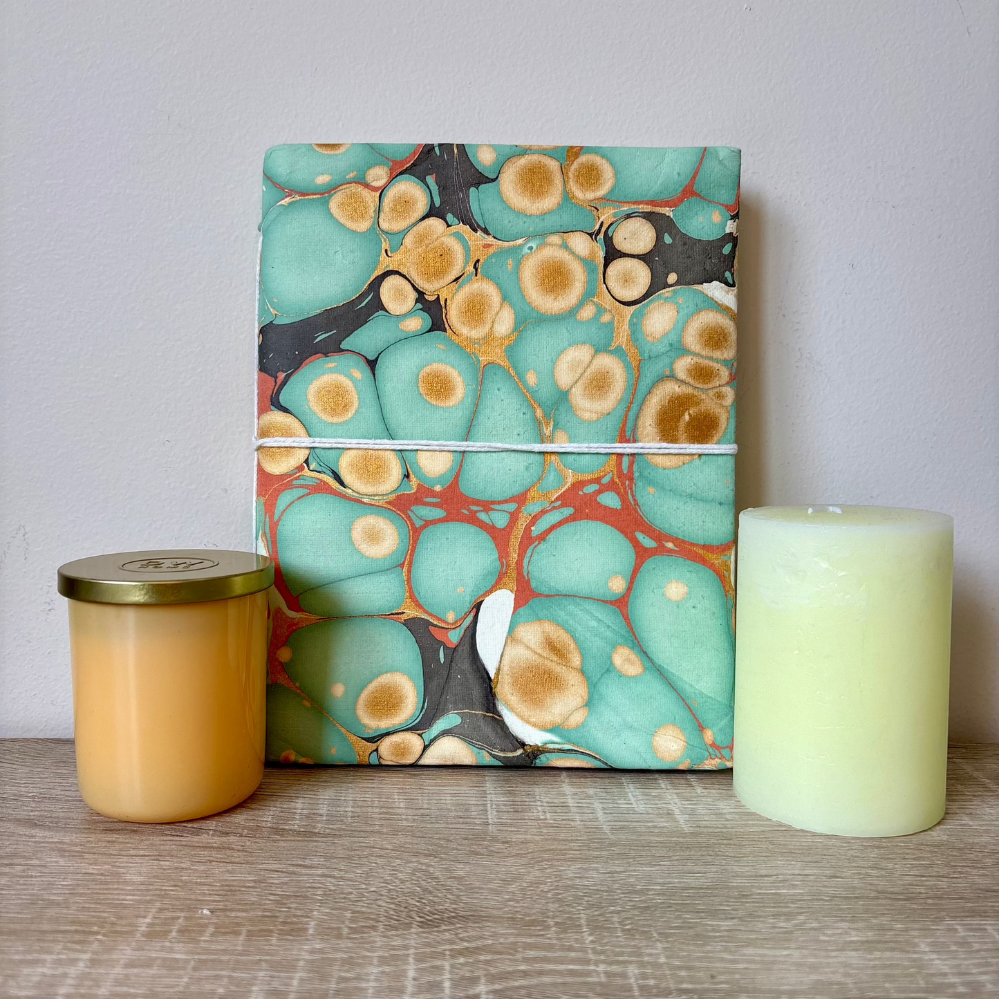 Bouncy Bubbles - Marbled Cover and Flower Paper, Handmade Blank Journal