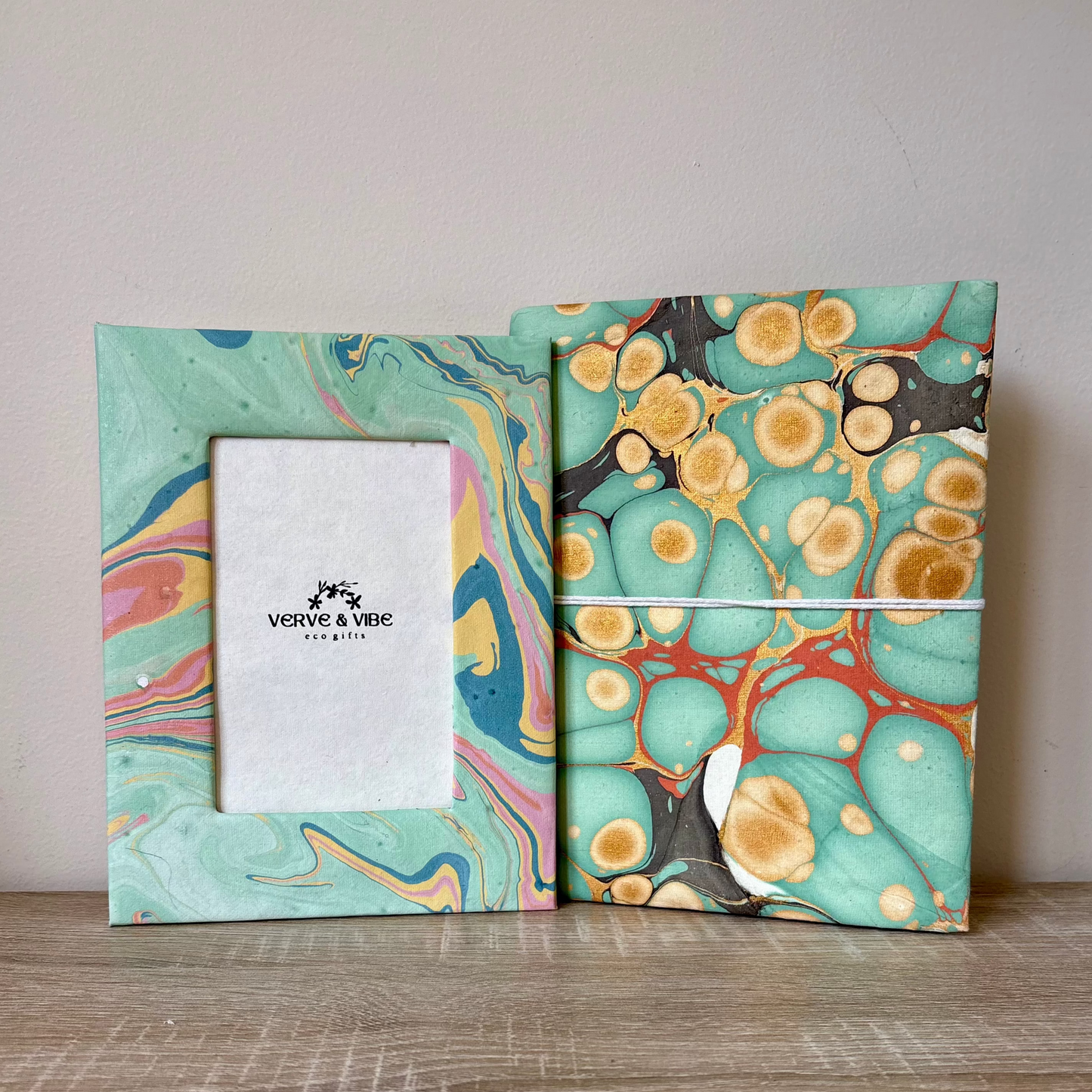 Bouncy Bubbles - Marbled Cover and Flower Paper, Handmade Blank Journal