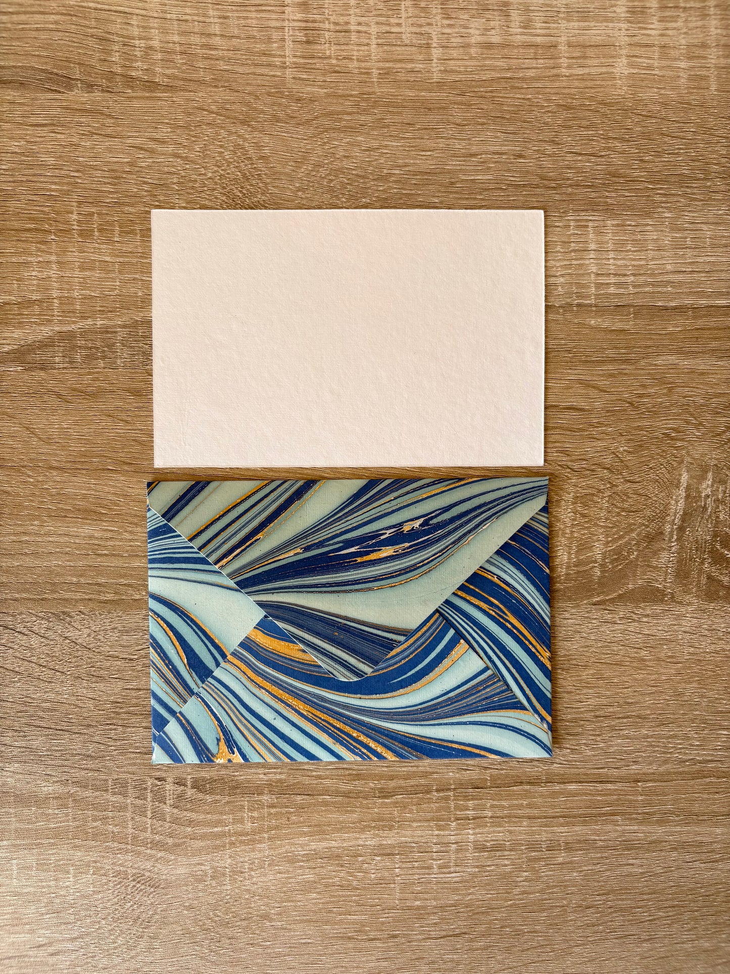 Indigo Flow - Letter Card & Marbled Paper Envelope, Set of 5