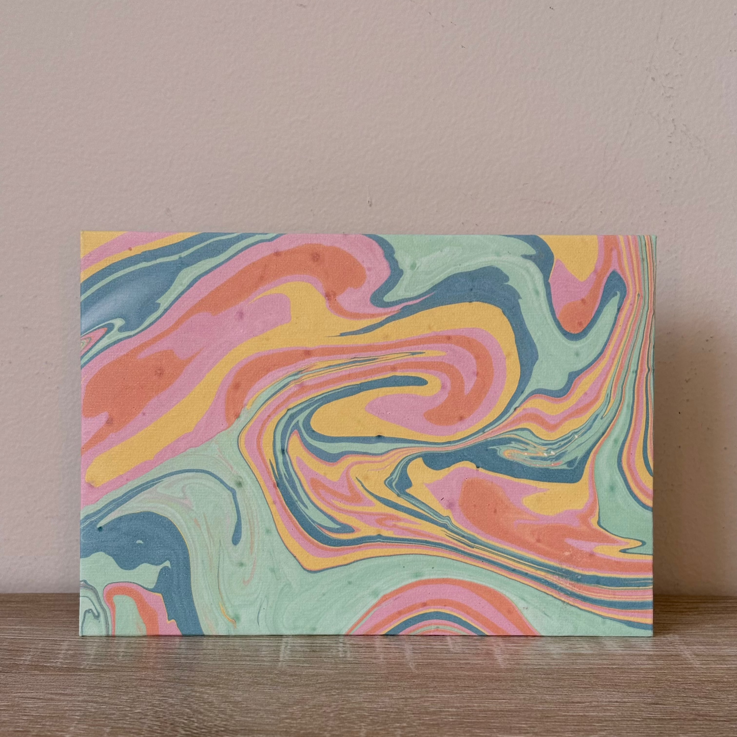 Seafoam Whispers - Letter Card & Marbled Paper Envelope, Set of 5