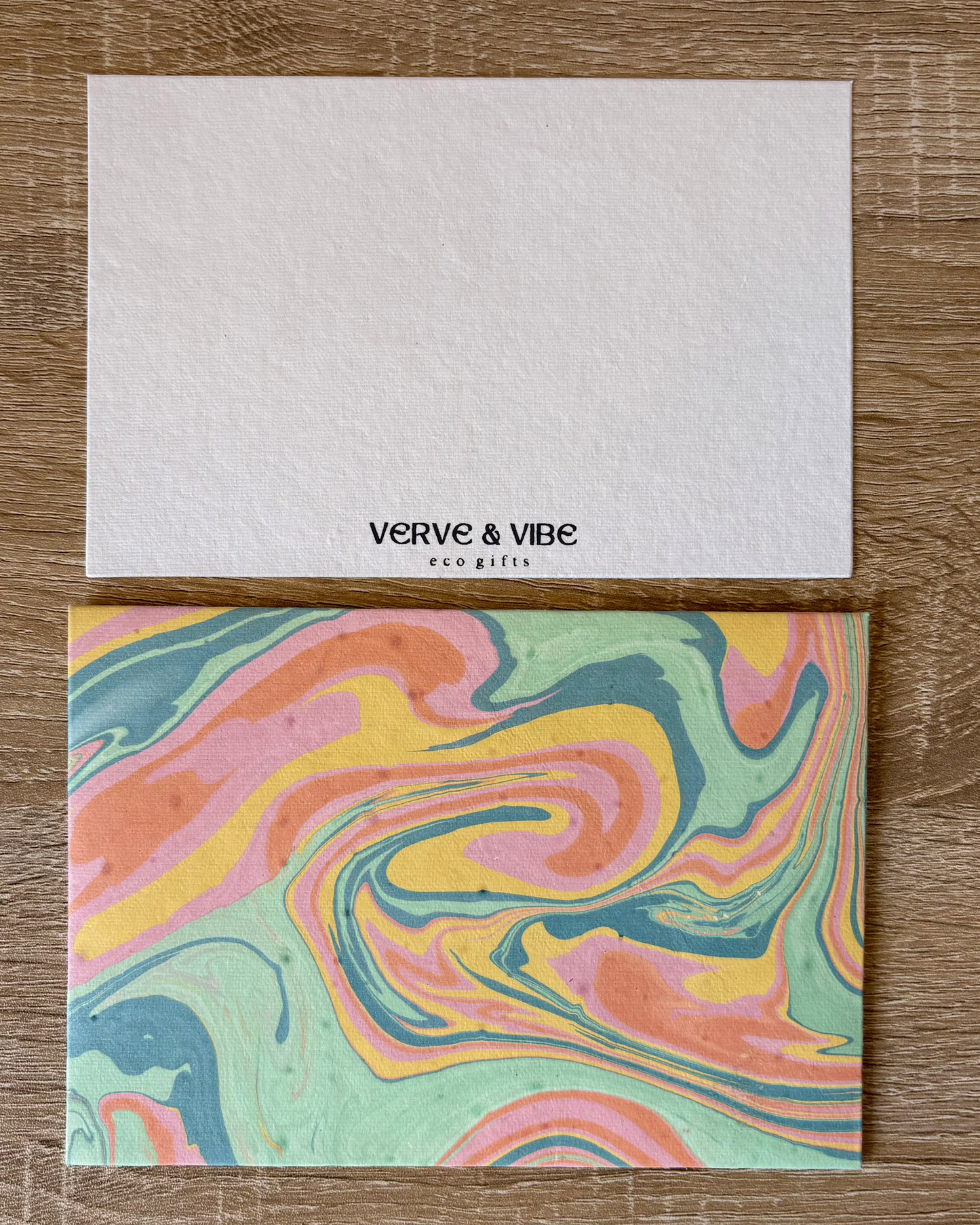 Seafoam Whispers - Letter Card & Marbled Paper Envelope, Set of 5