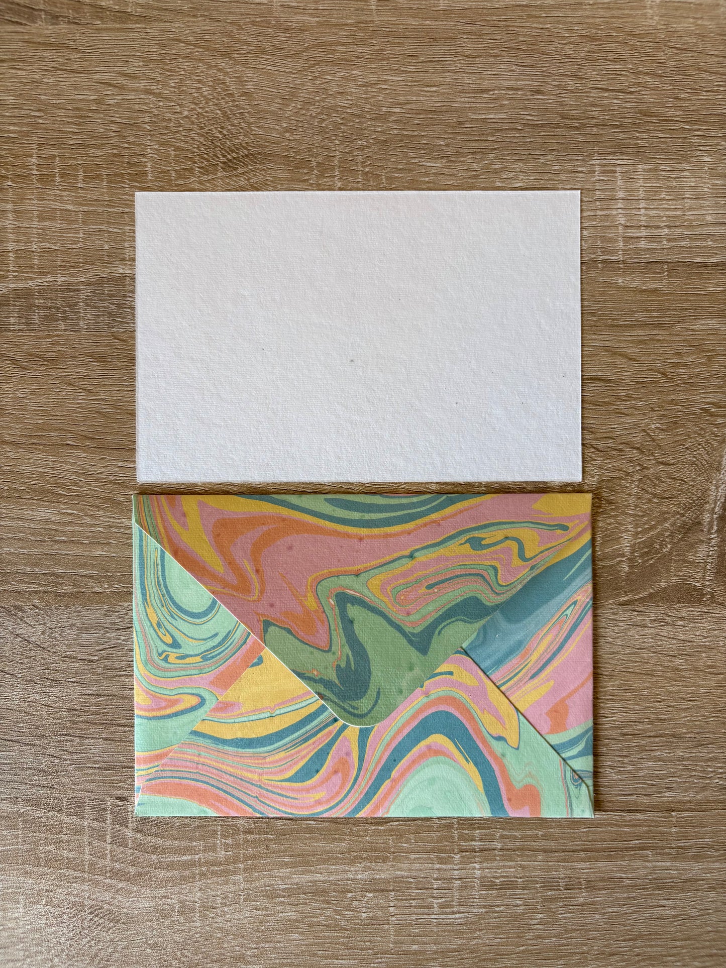 Seafoam Whispers - Letter Card & Marbled Paper Envelope, Set of 5