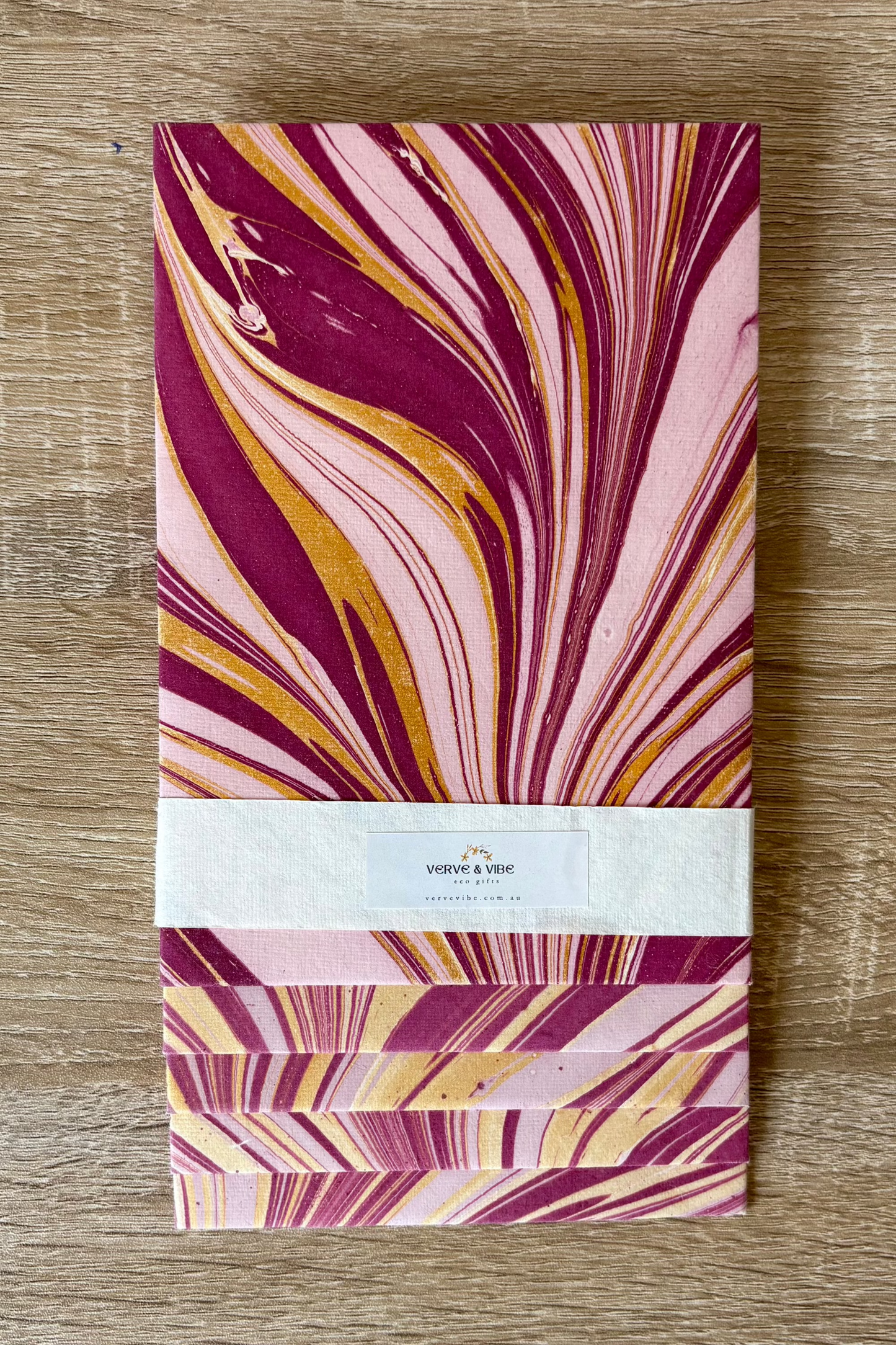 Pretty in Plum - Letter Card & Marbled Paper Envelope, Set of 5