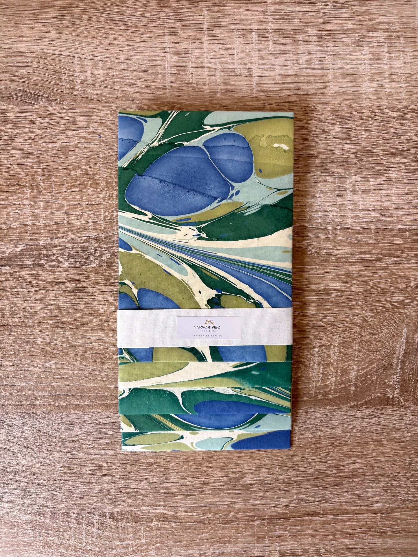 Riverside Pebbles - Letter Card & Marbled Paper Envelope, Set of 5