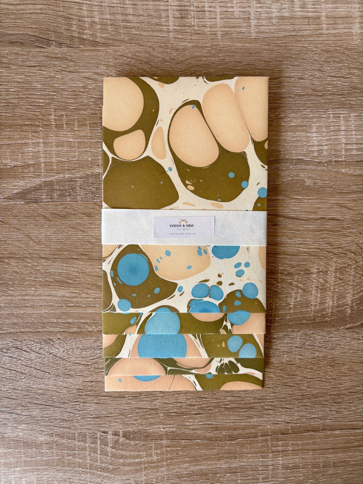 Playful Pebbles - Letter Card & Marbled Paper Envelope, Set of 5