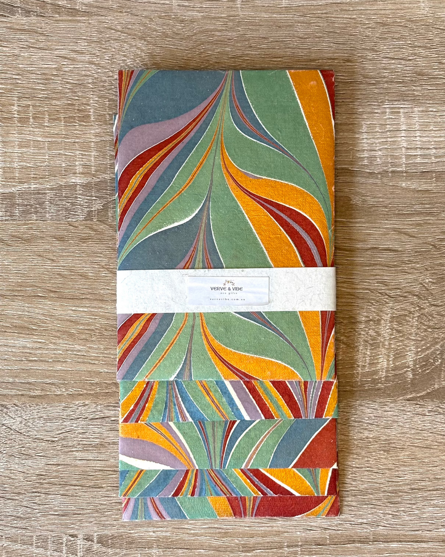 Sunset Amber - Letter Card & Marbled Paper Envelope, Set of 5