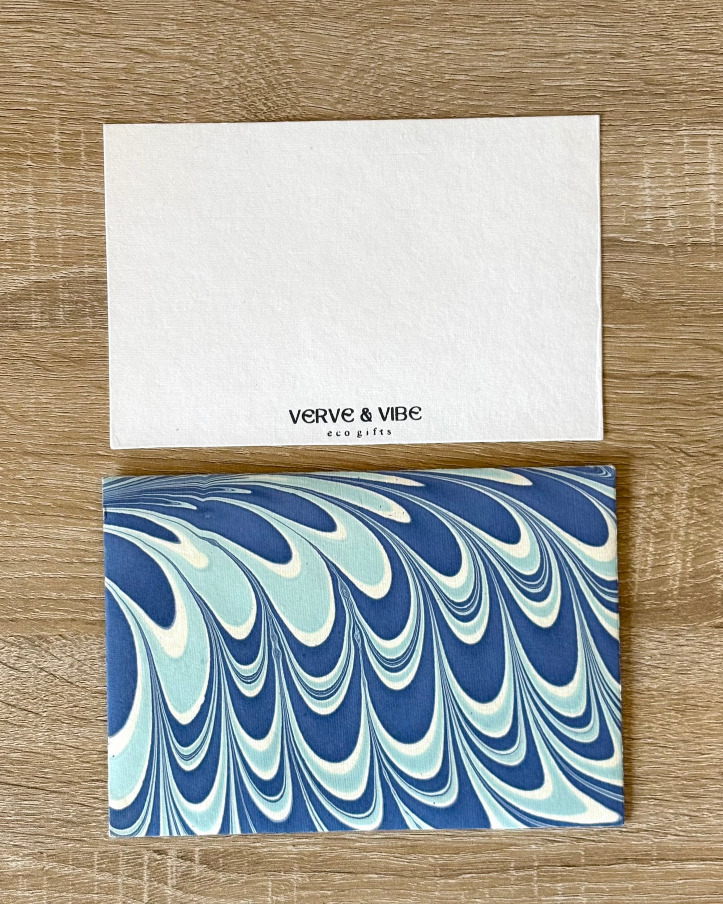 Wavy Crests - Letter Card & Marbled Paper Envelope, Set of 5