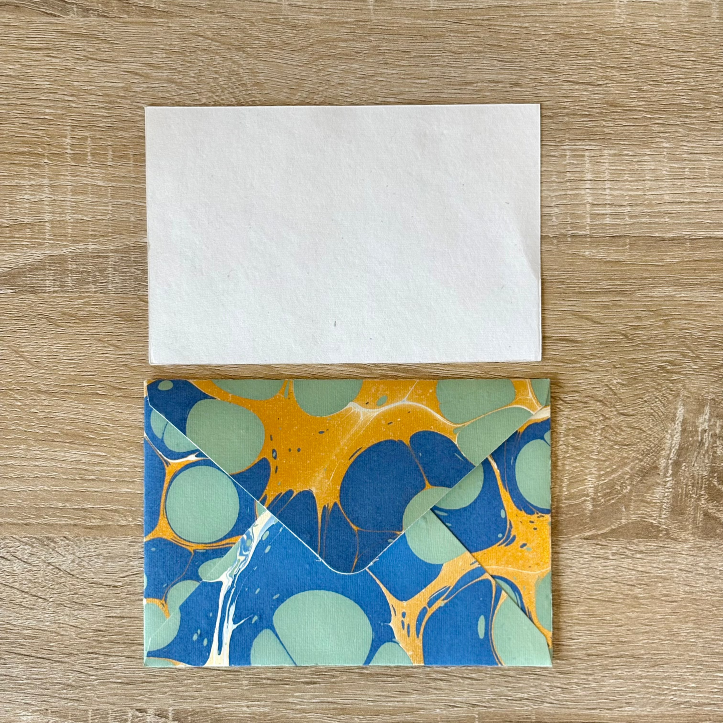 Mossy Pebbles - Letter Card & Marbled Paper Envelope, Set of 5