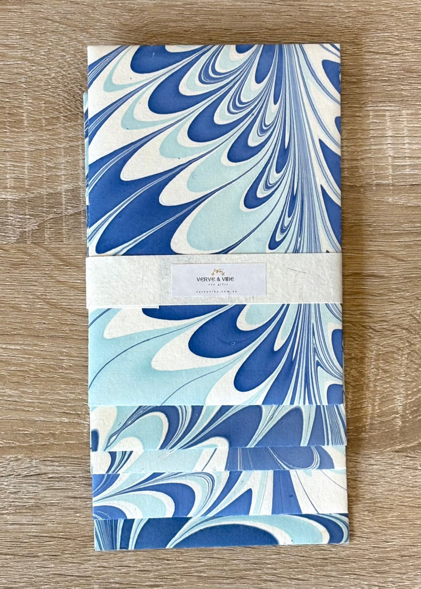 Wavy Crests - Letter Card & Marbled Paper Envelope, Set of 5
