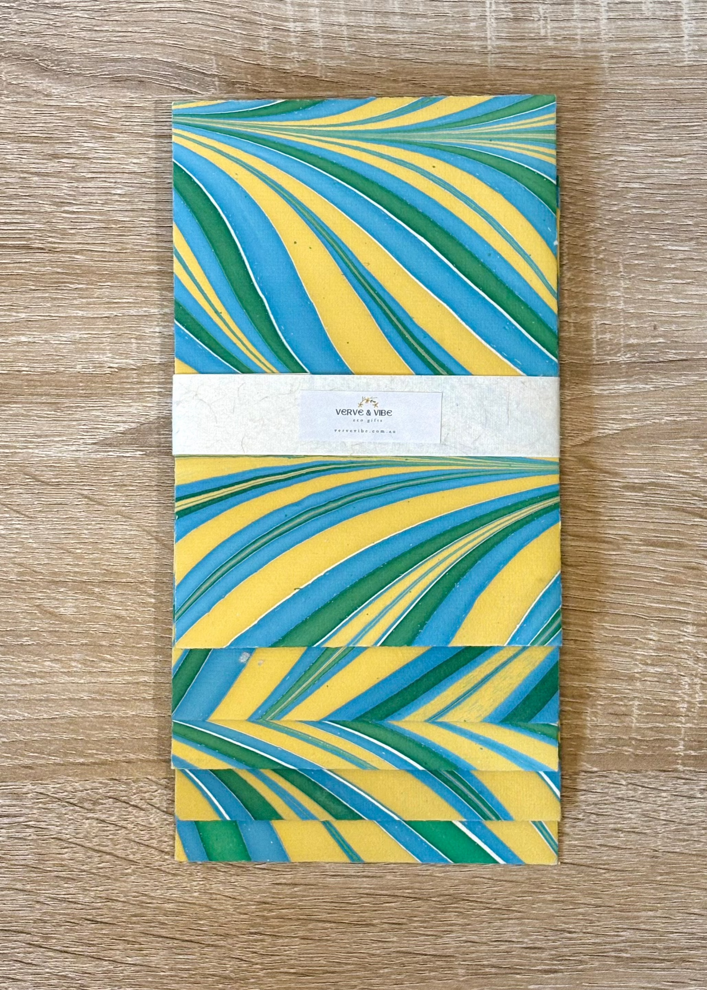 Lush Veridian - Letter Card & Marbled Paper Envelope, Set of 5
