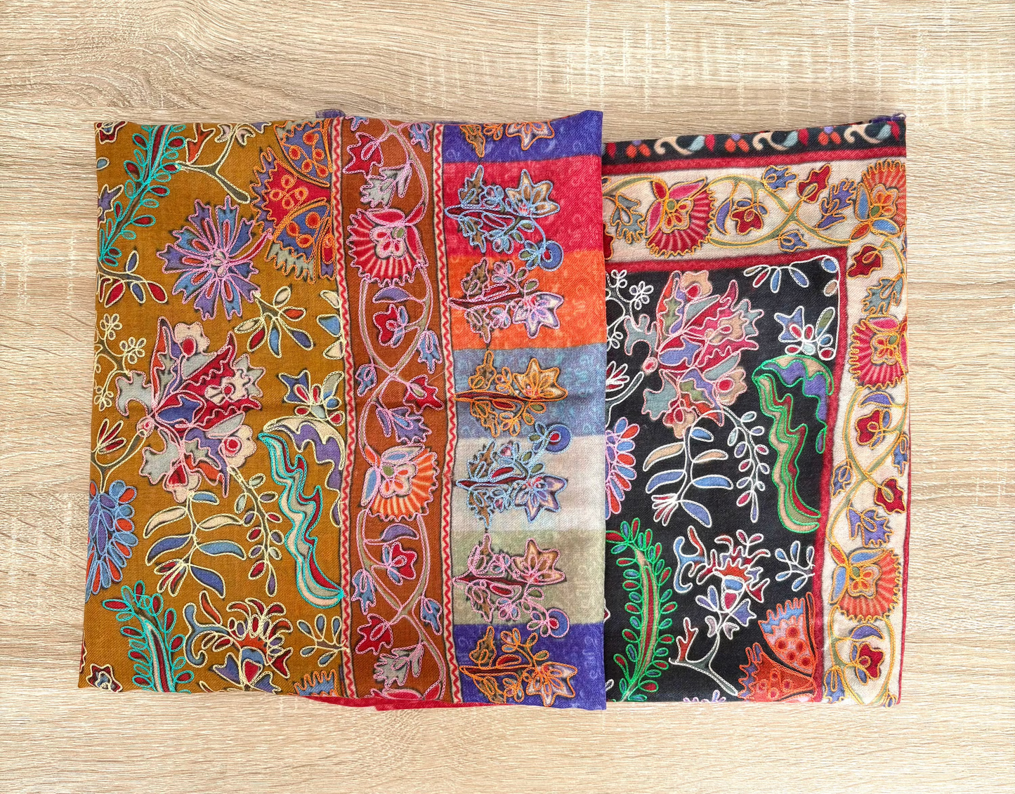 Charming Chinar - Fine Cashmere Wool Shawl in Classic Black with Heritage Nalki Embroidery & Jacquard Weave