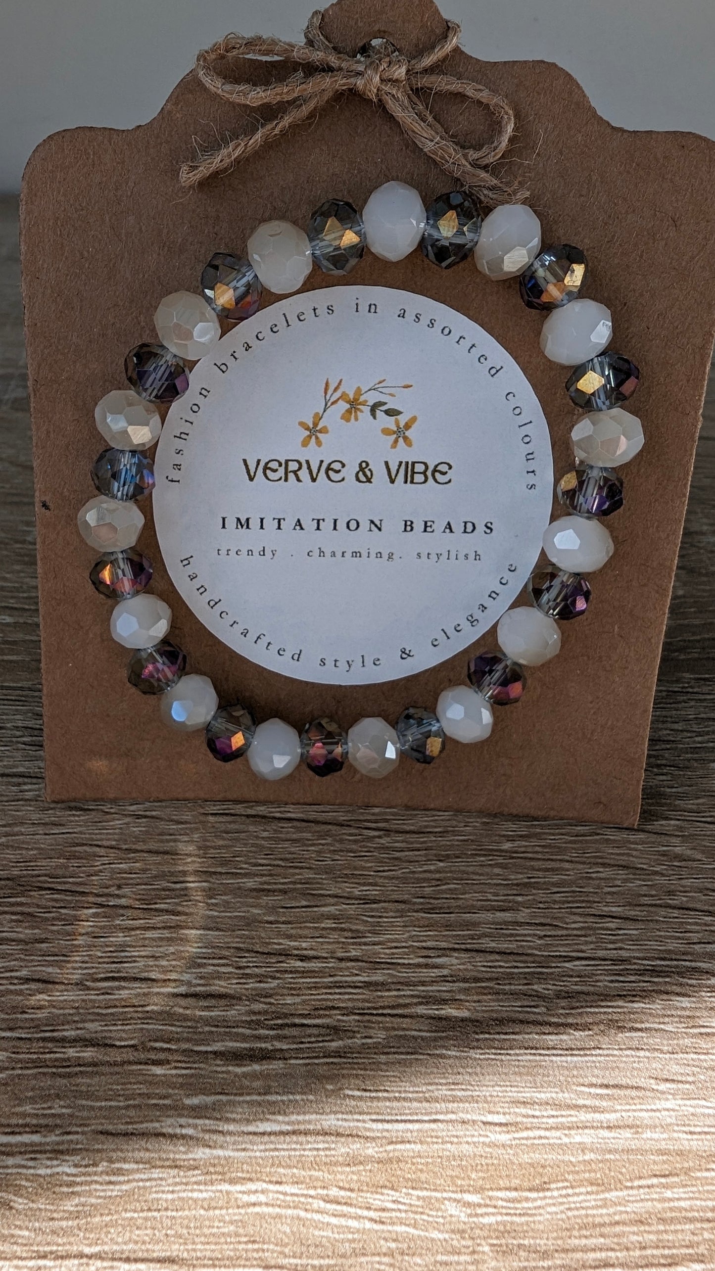 Pearly White with Purple, Imitation Quartz Bracelet