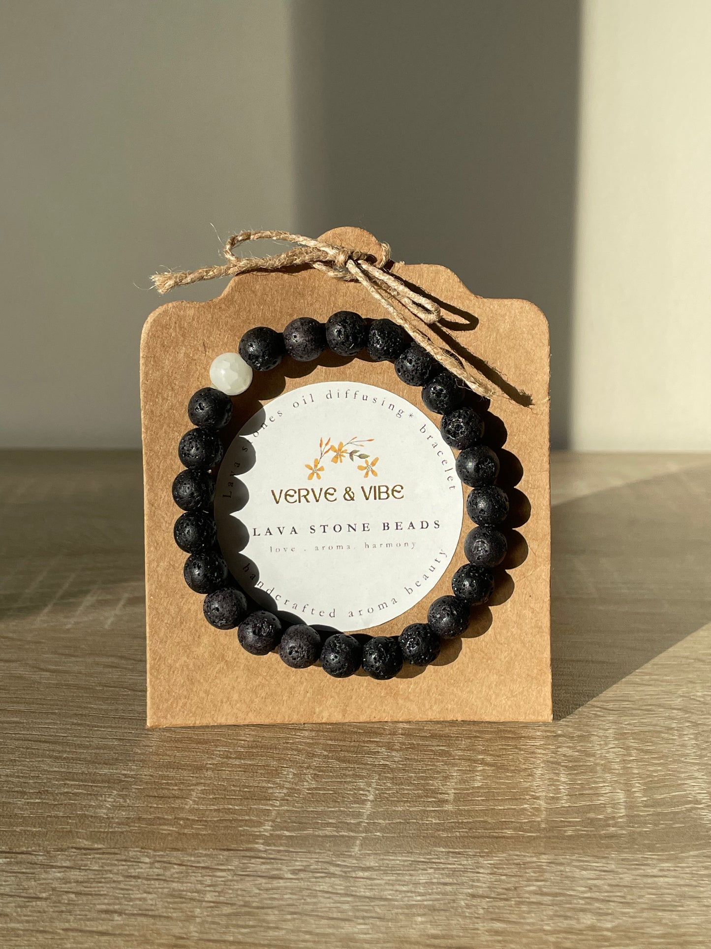Black Bracelet with Oil Diffusing Lava Stones