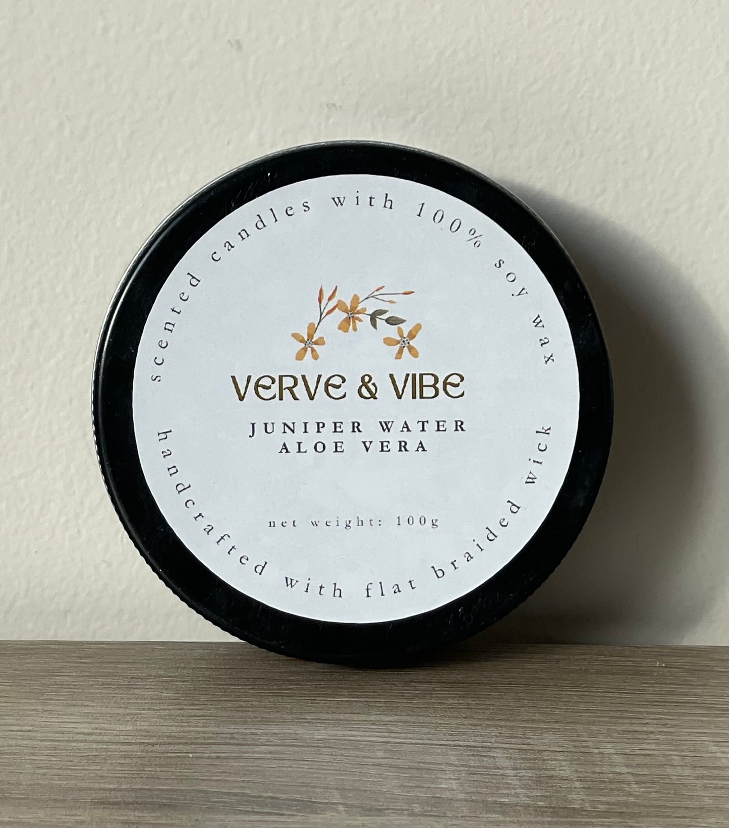 Juniper Water & Aloe Vera Scented Soy Wax Candle, 100g