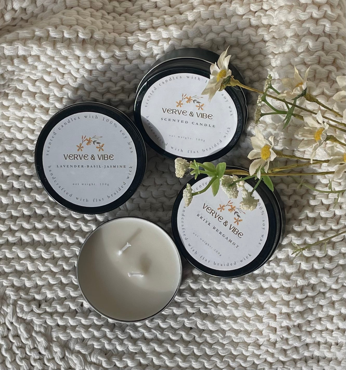 Lavender Scented Soy Wax Candle, 100g
