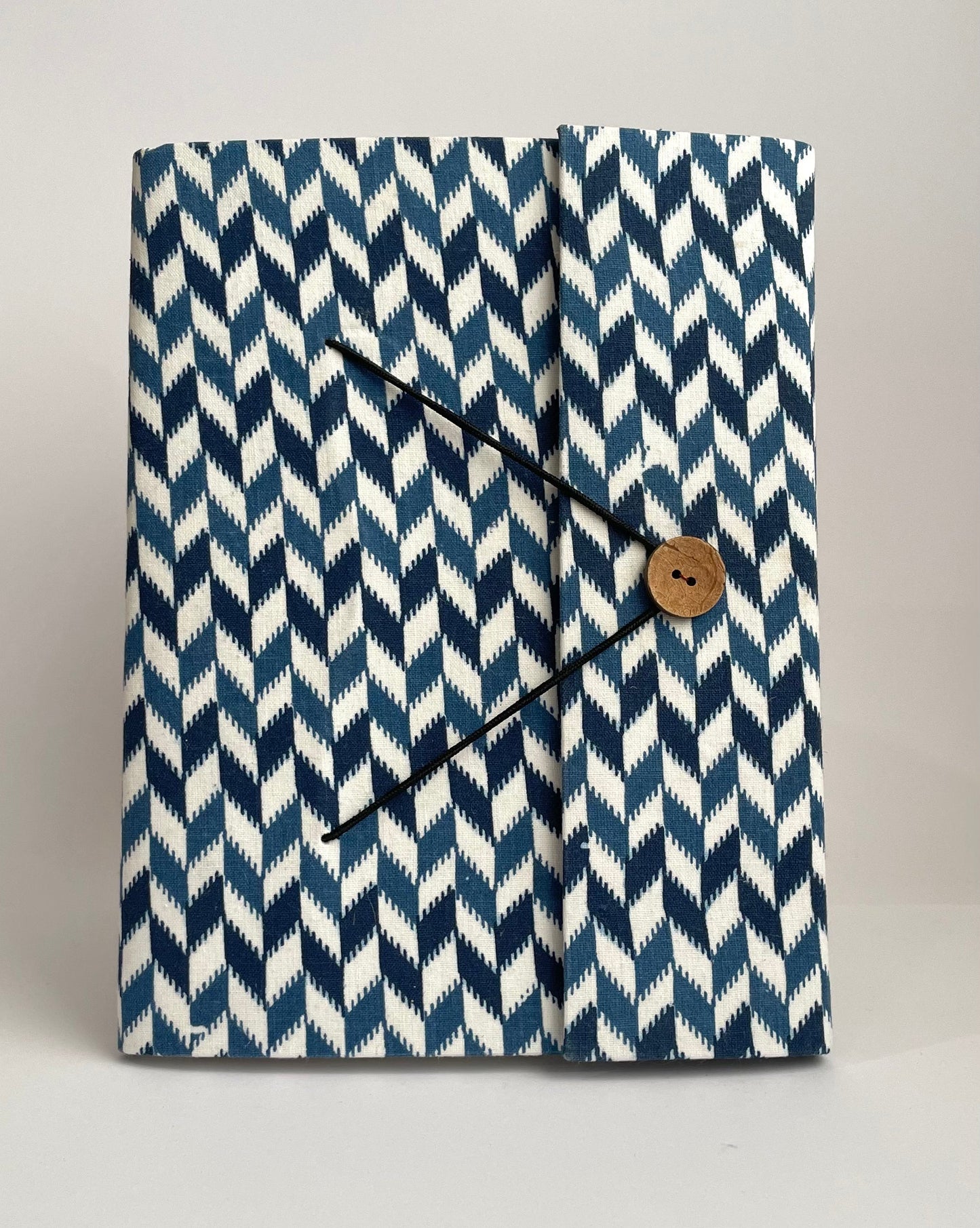 Chevro Indigo - Fabric Cover, Handmade Blank Journal