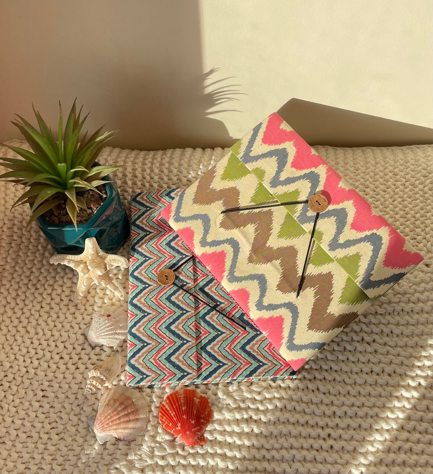 Wavy Lehria Multi - Fabric Cover, Handmade Blank Journal