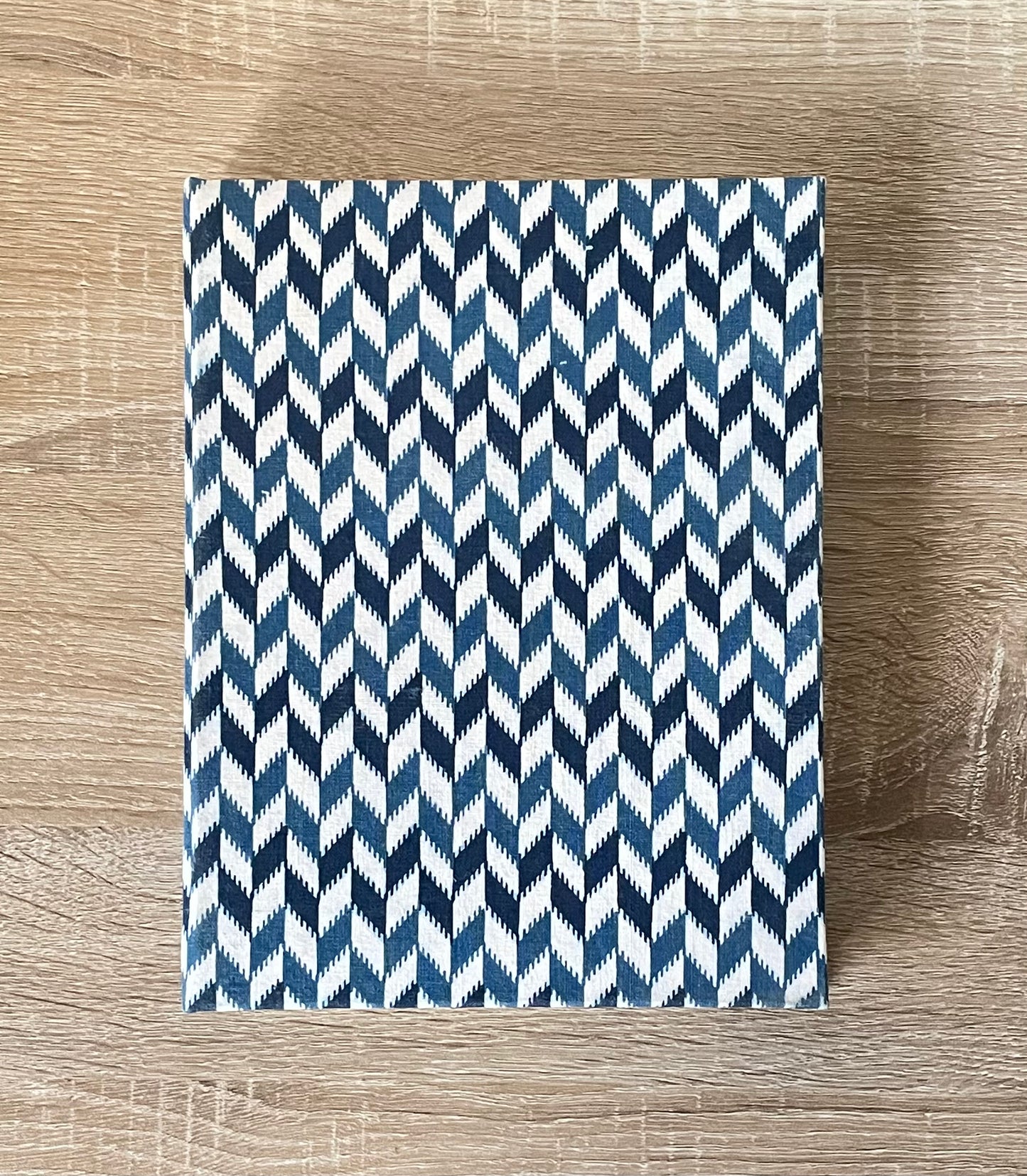 Chevro Indigo - Fabric Cover, Handmade Ruled Notebook